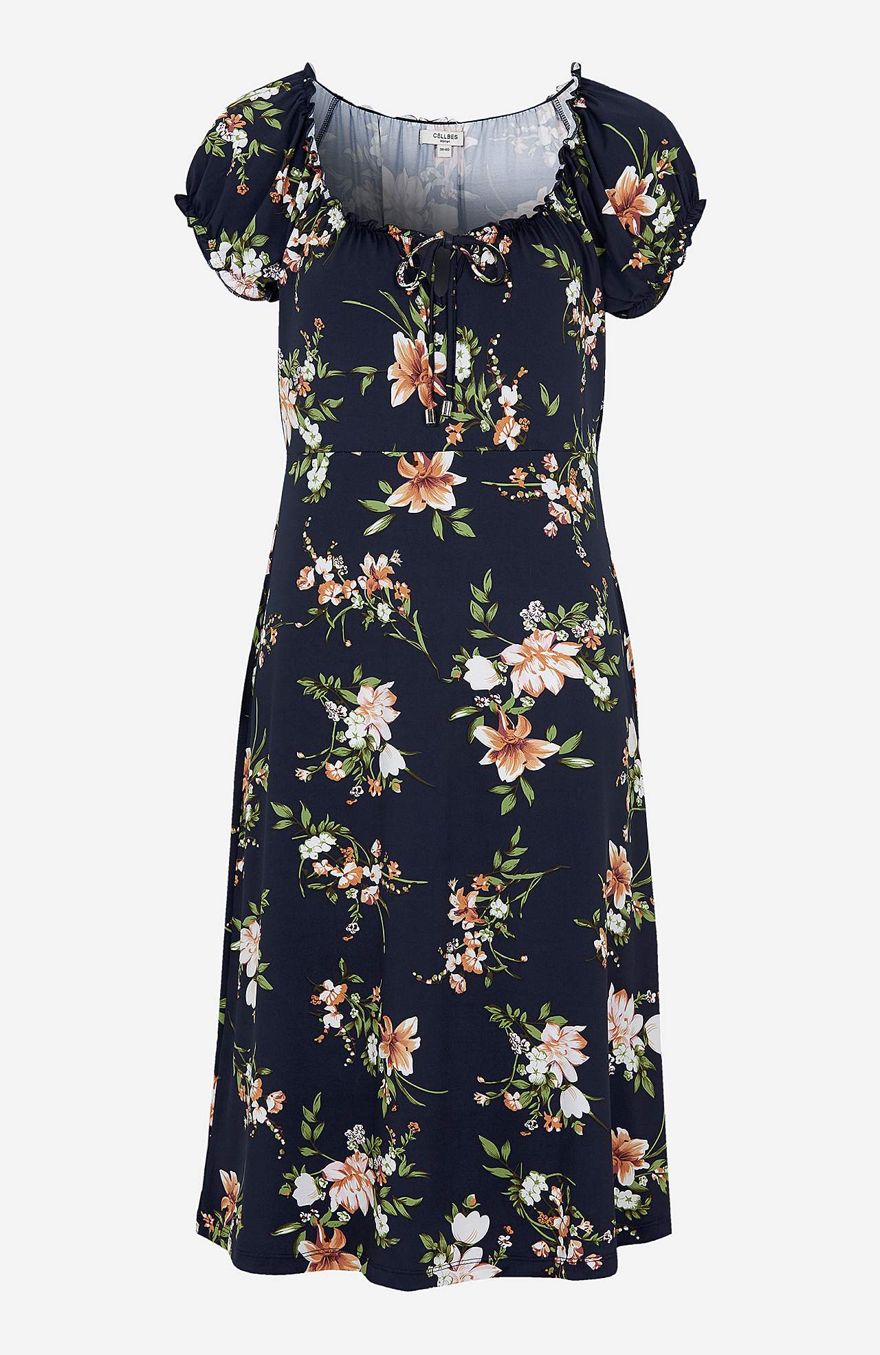 Mønstret off-shoulder-kjole