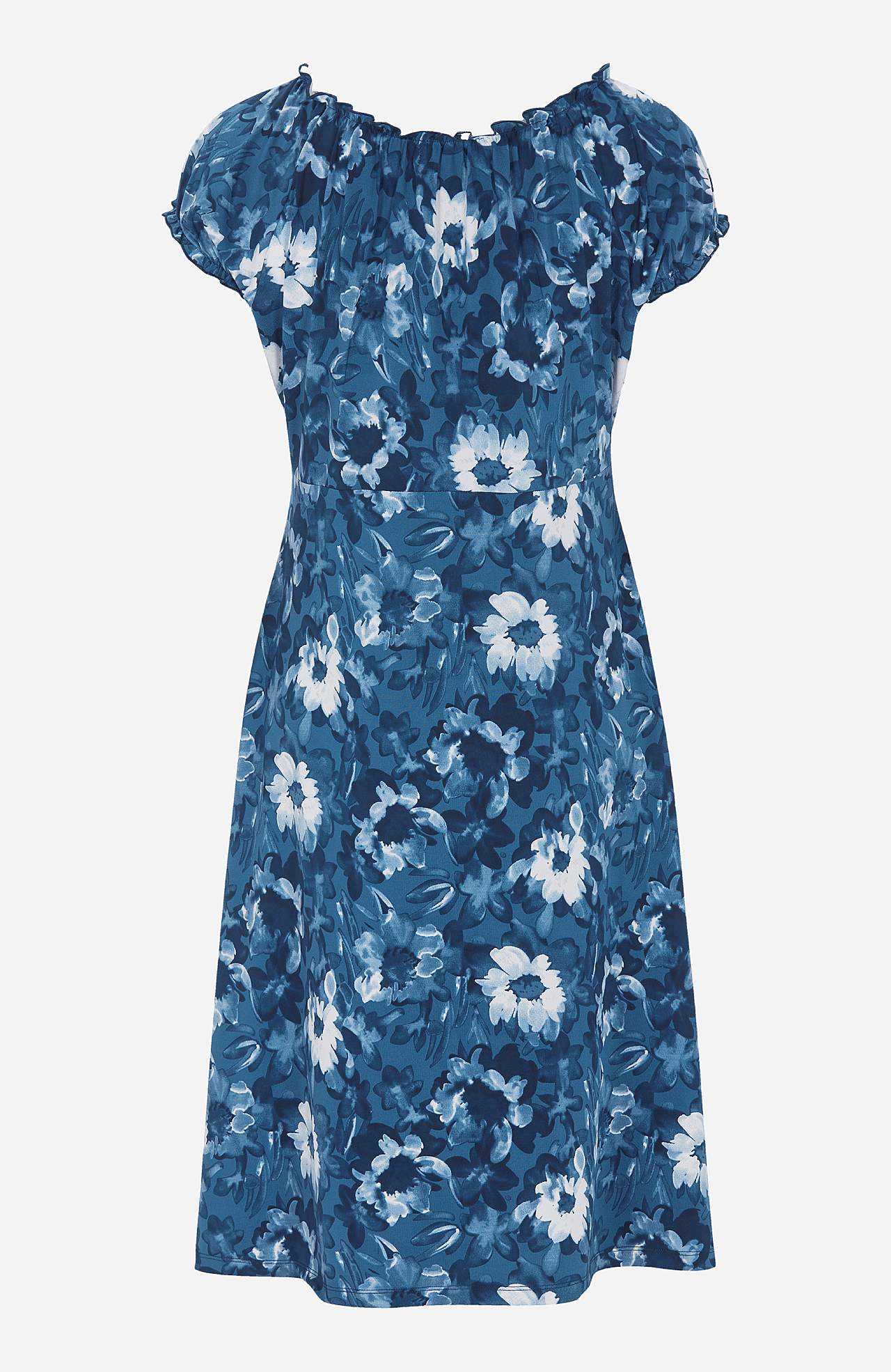 Mønstret off-shoulder-kjole