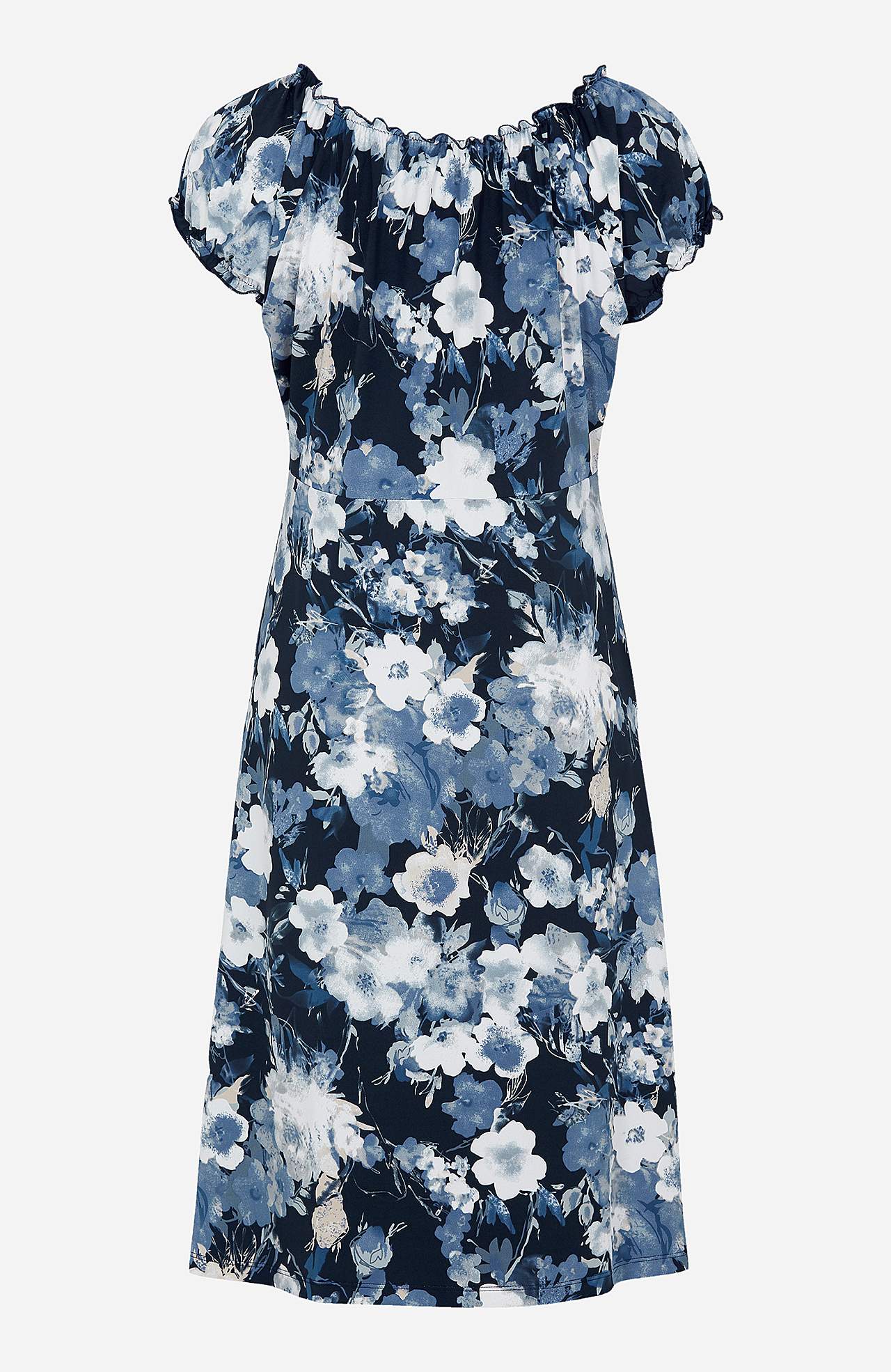 Mønstret off-shoulder-kjole