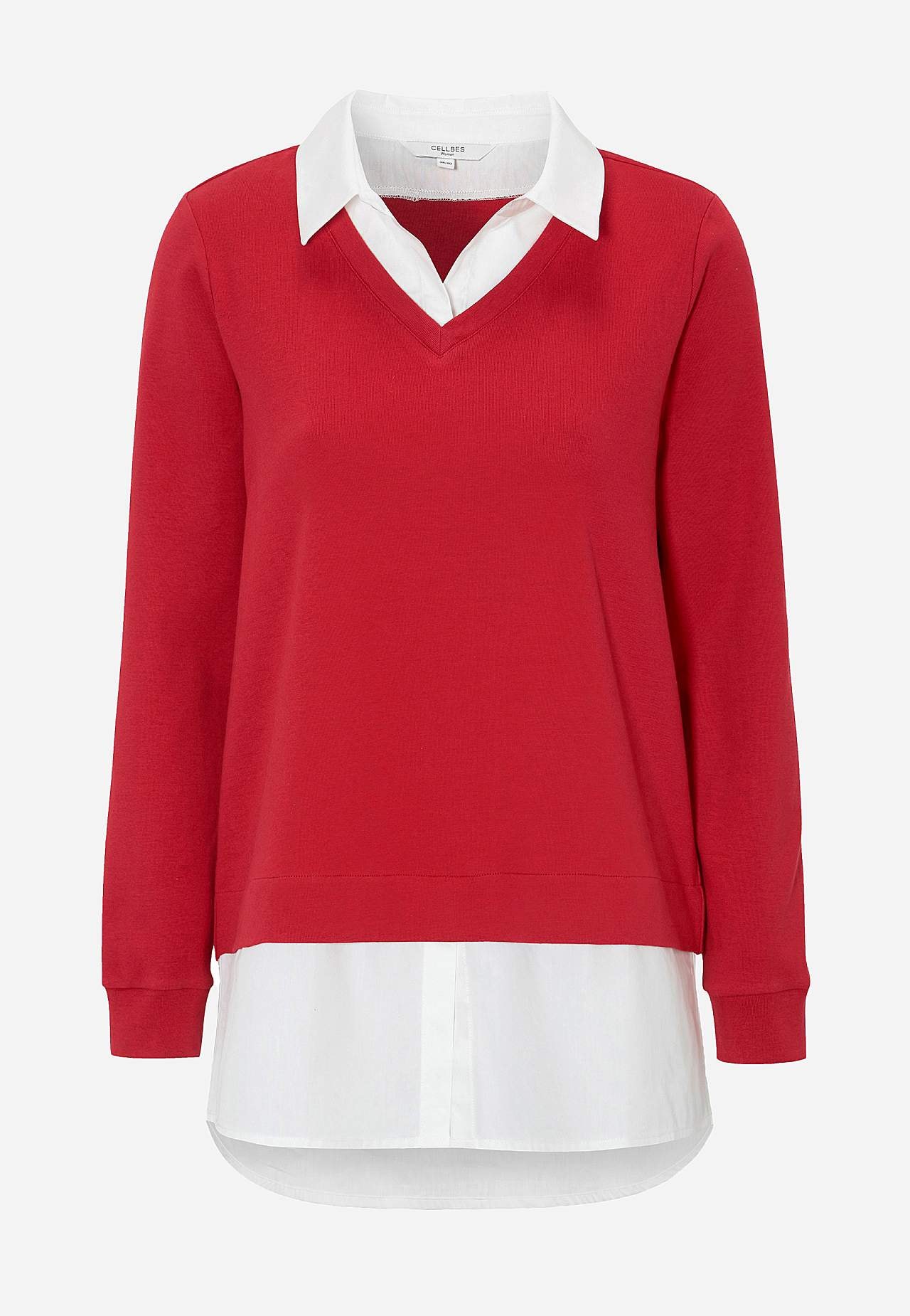 Jerseytop med syet skjorte krave