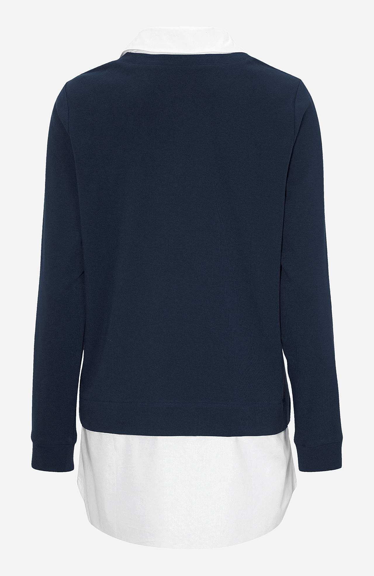 Jerseytop med syet skjorte krave