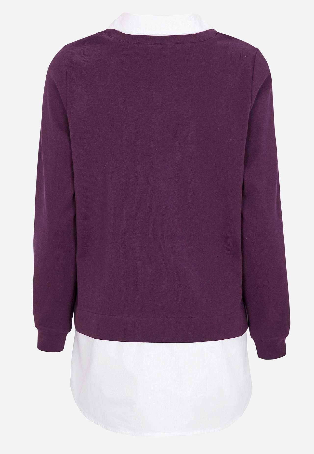 Jerseytop med syet skjorte krave