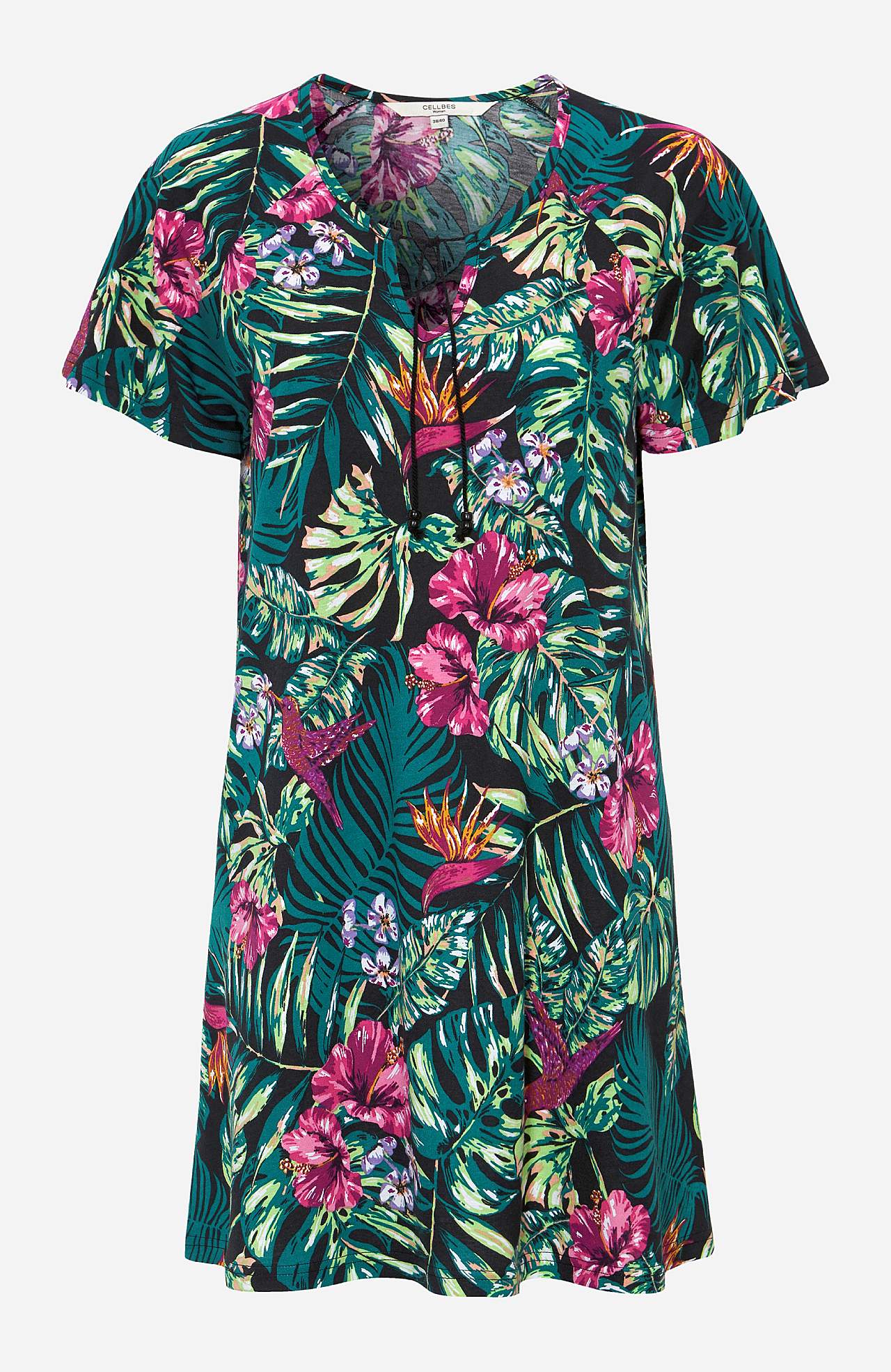 Jerseytunika med et blomstermønster