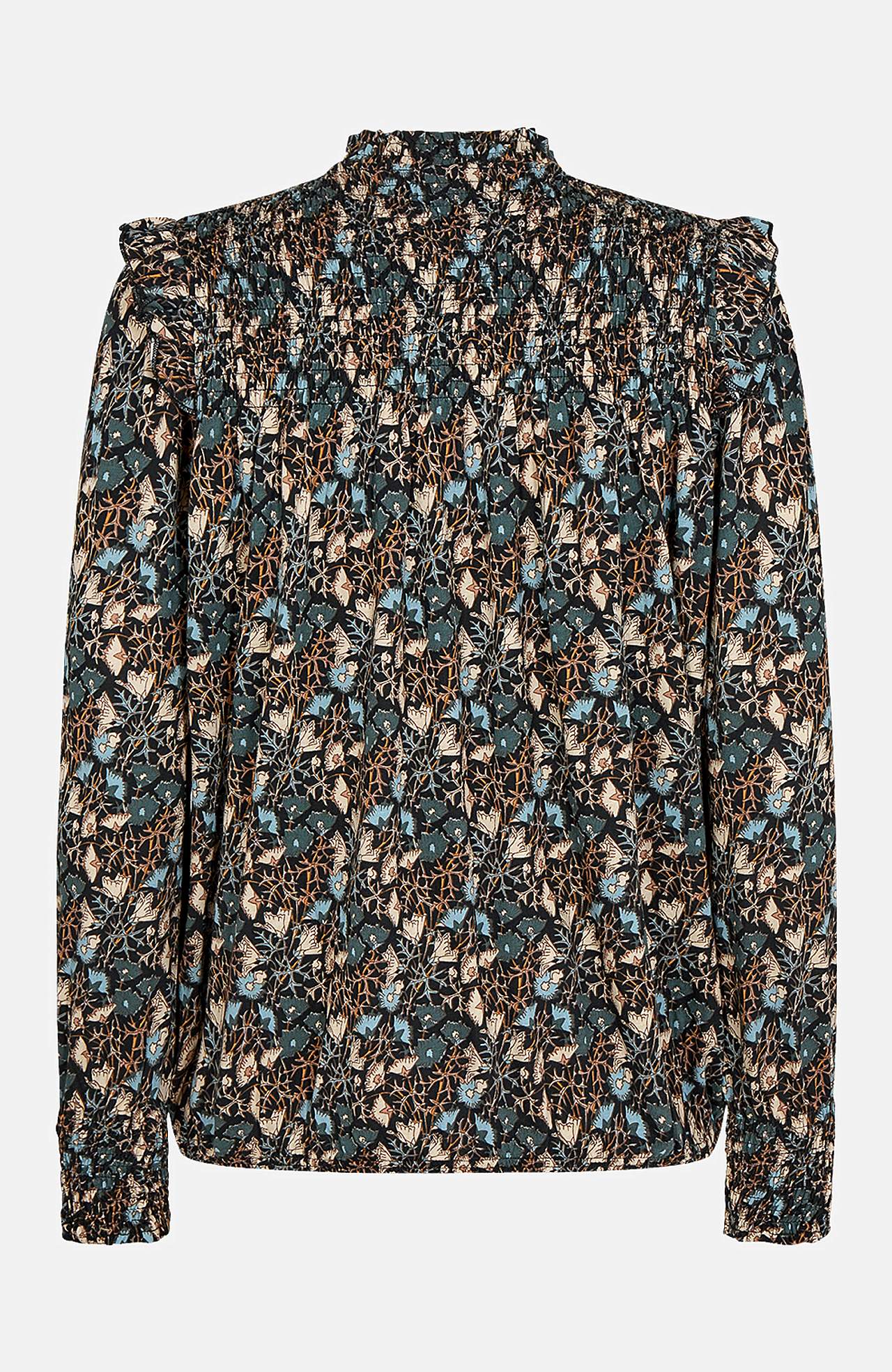 Bluse med elastik ved nederste kant og en smock