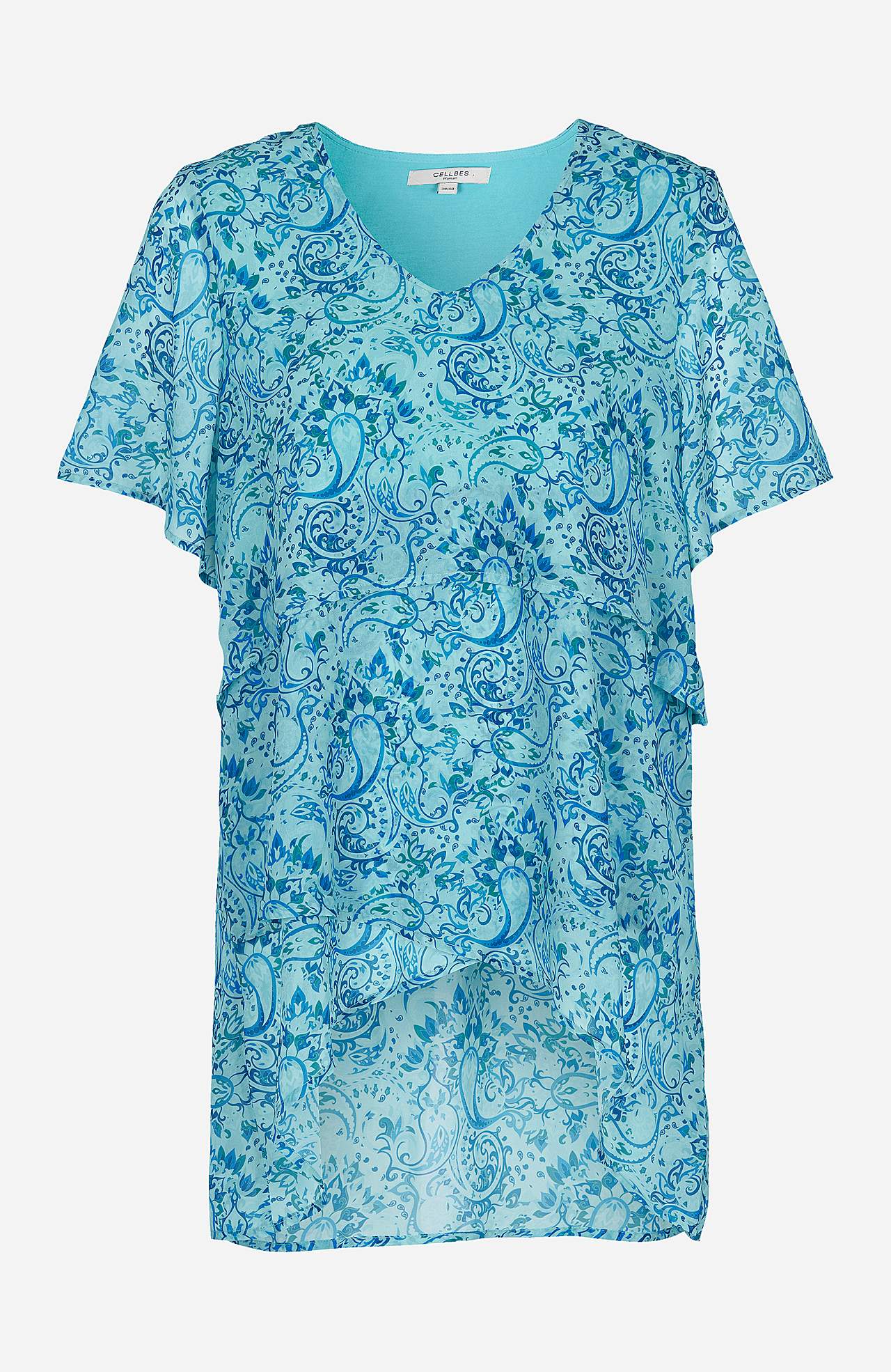 Chiffontunika med et paisleymønster