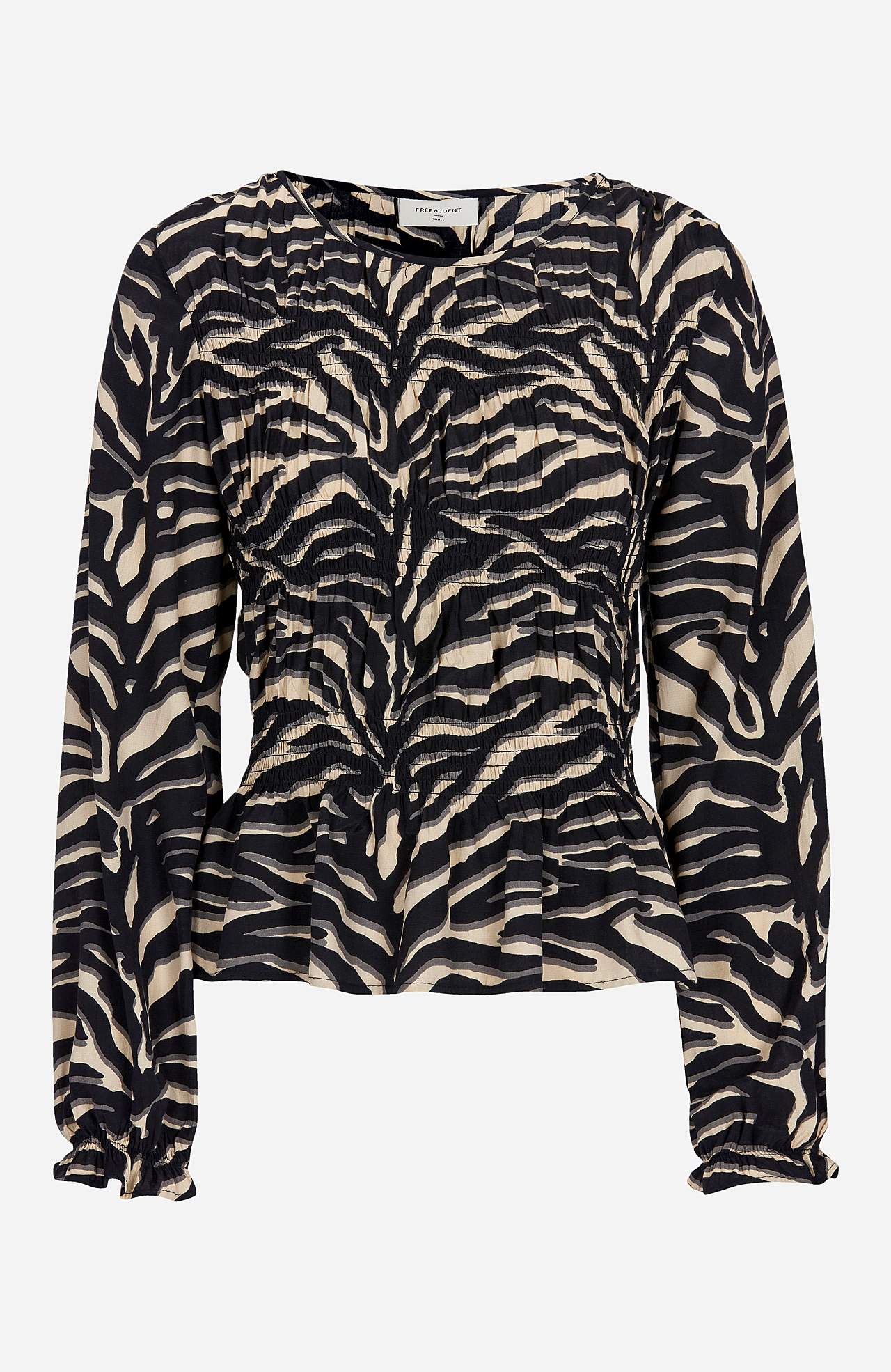 Mønstret bluse med smock Nilda
