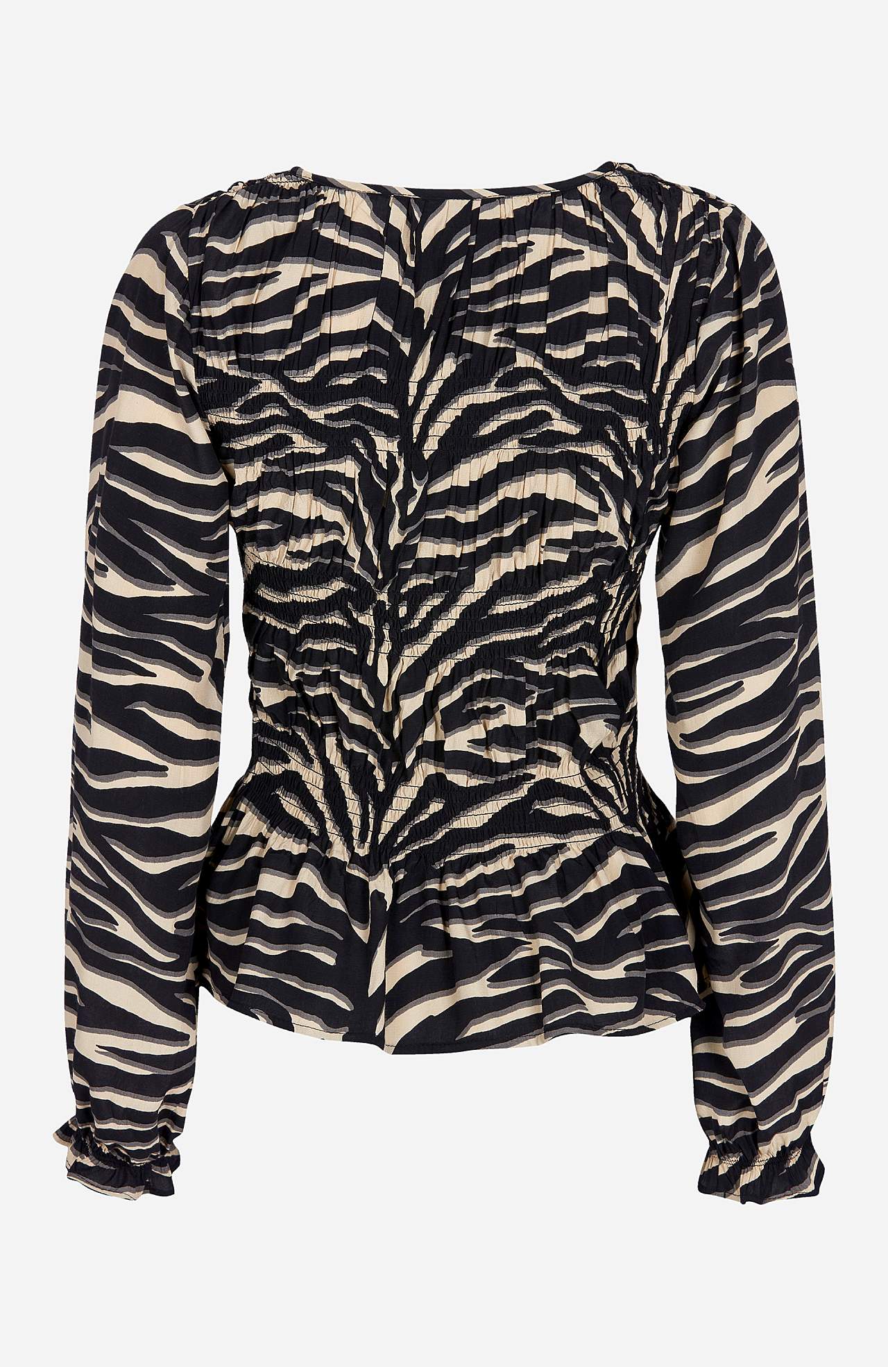 Mønstret bluse med smock Nilda