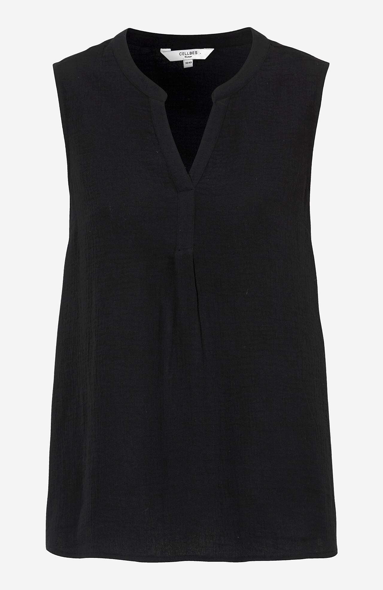 Ærmeløs, rynket bluse Patricia