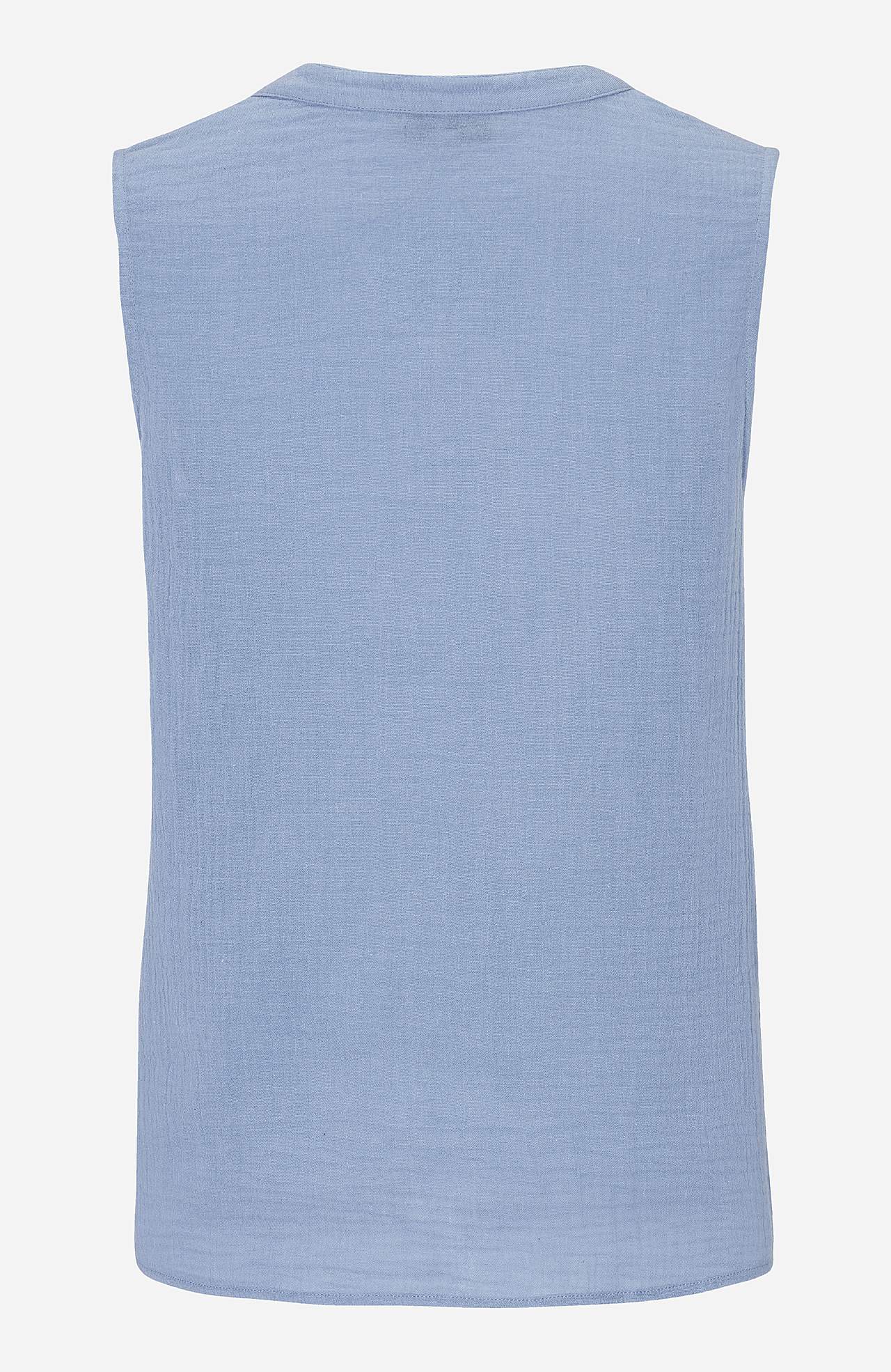Ærmeløs, rynket bluse