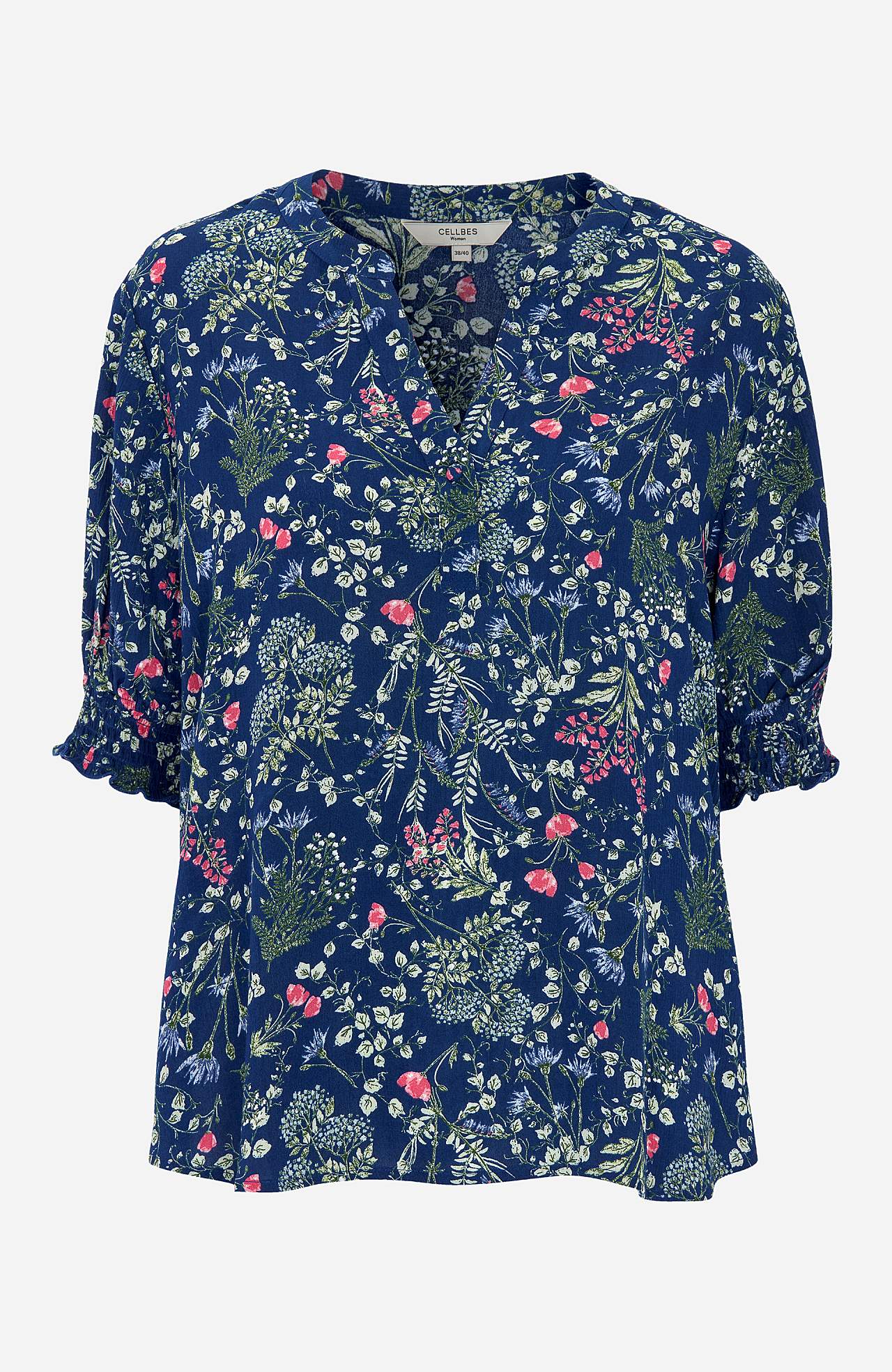 Kreppet bluse med smock