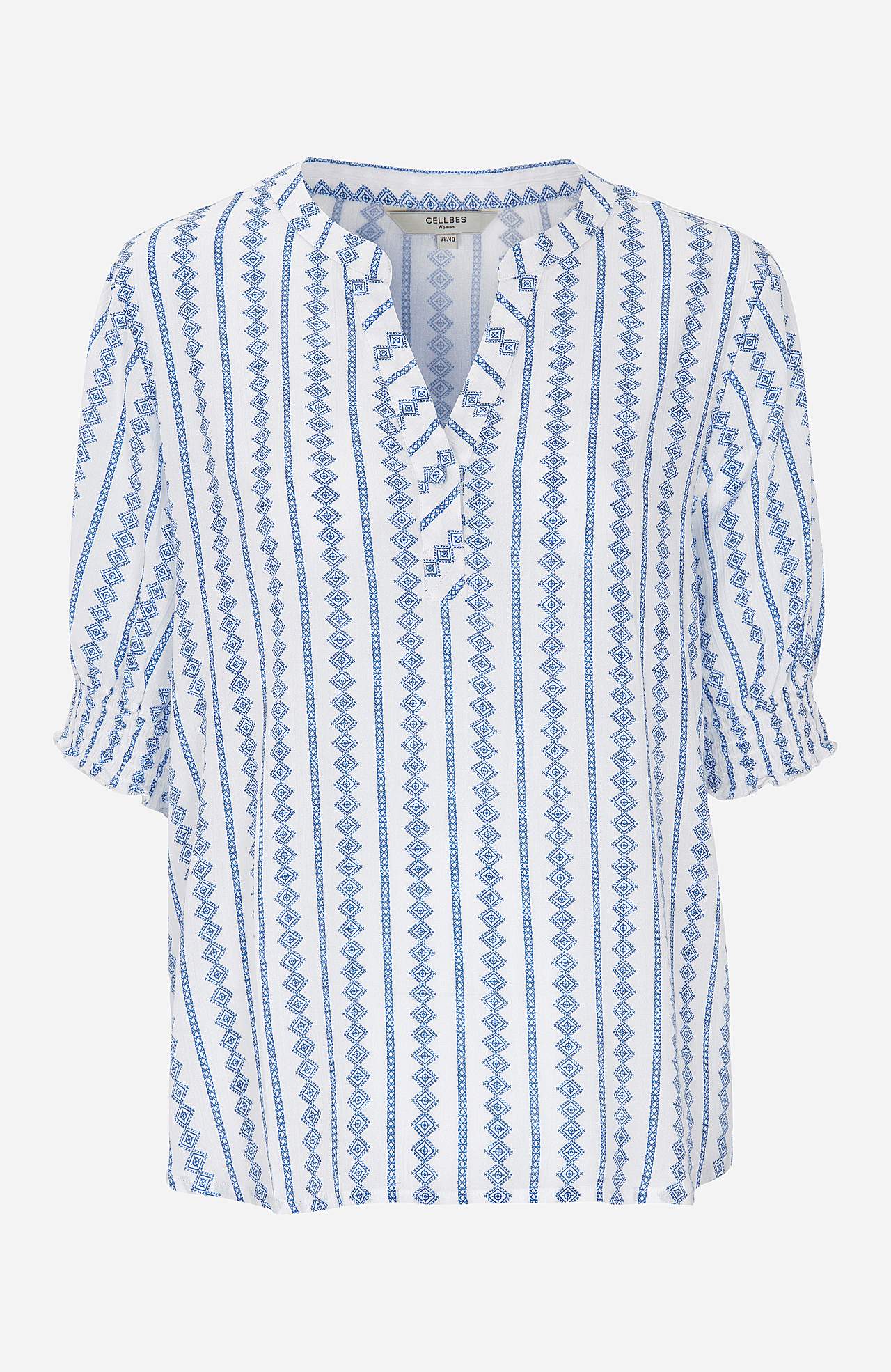 Kreppet bluse med smock Mia