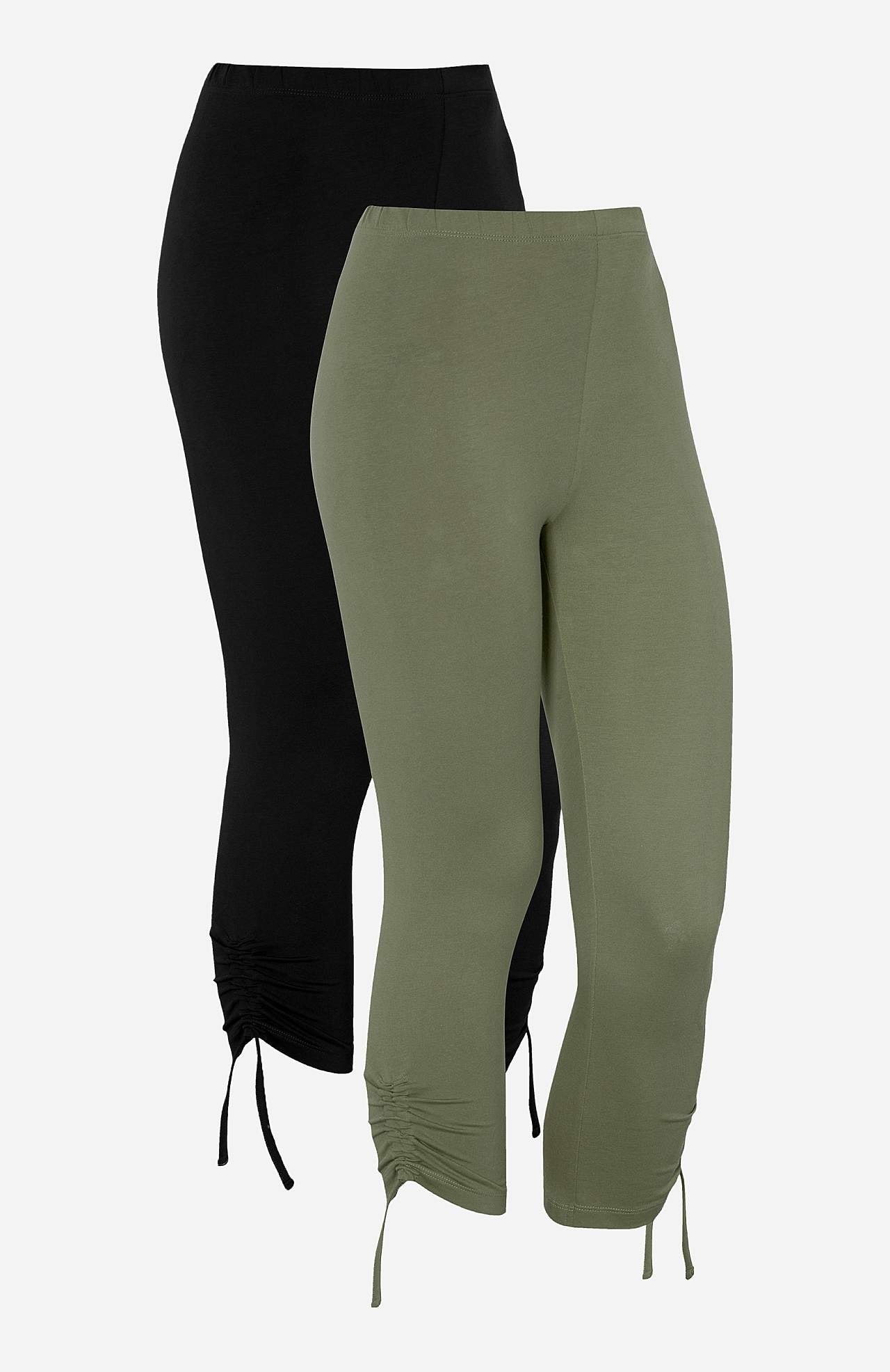 Capri leggings med træksnøre på benafslutningerne Astrid 2-pack