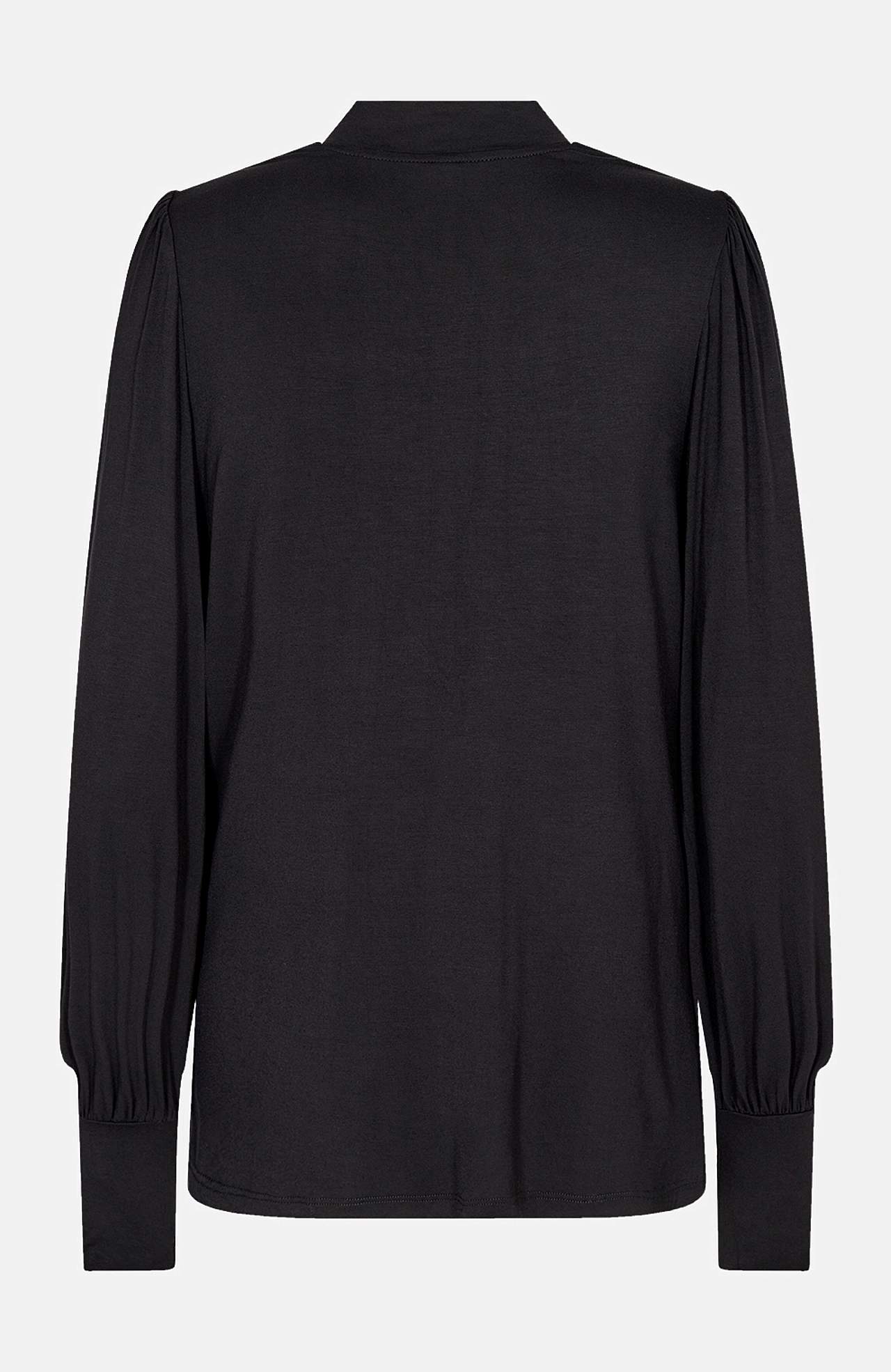 Ensfarvet jerseytop med drapering