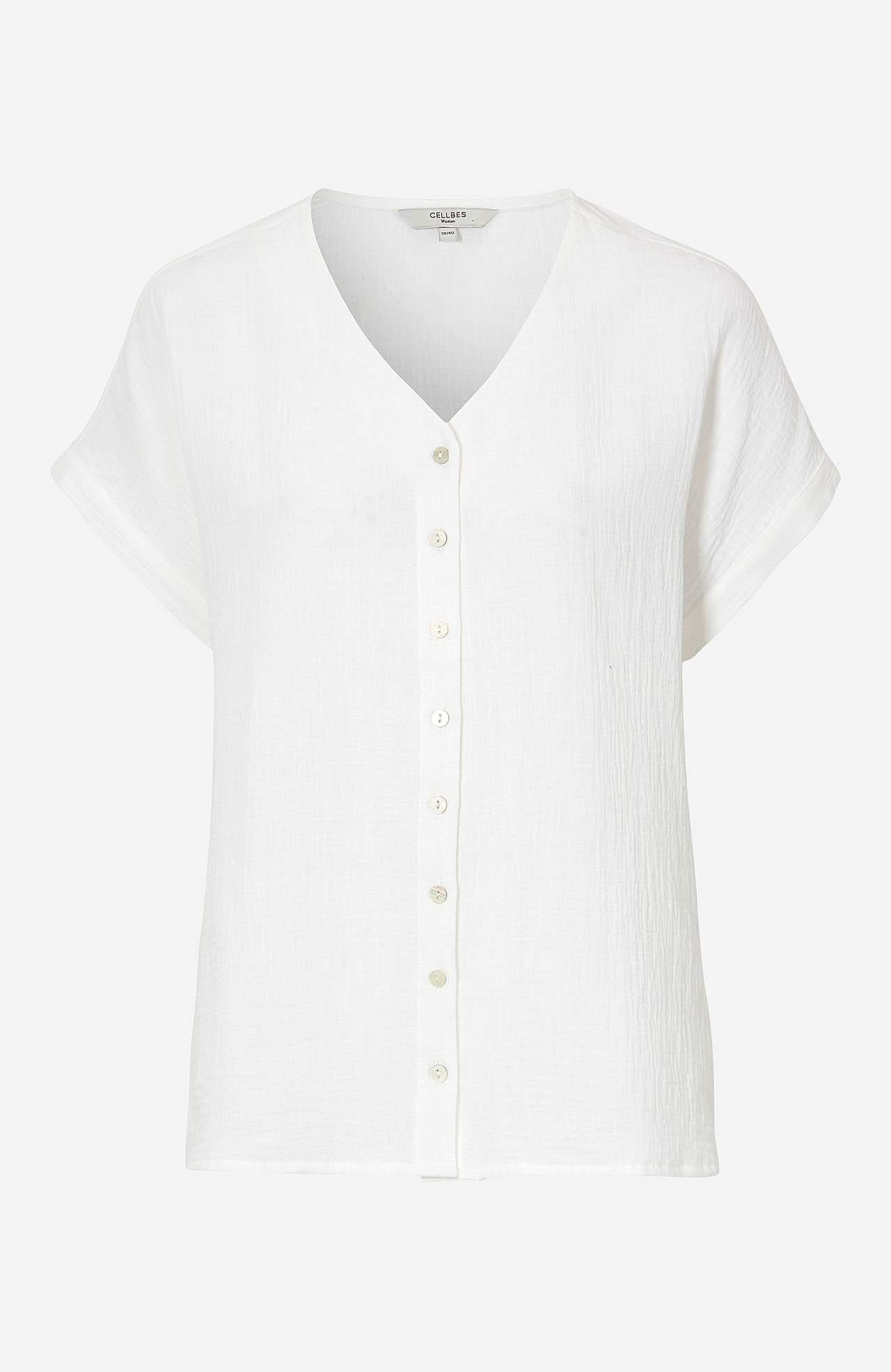 Gennemknappet bluse i bomuldsmusselin