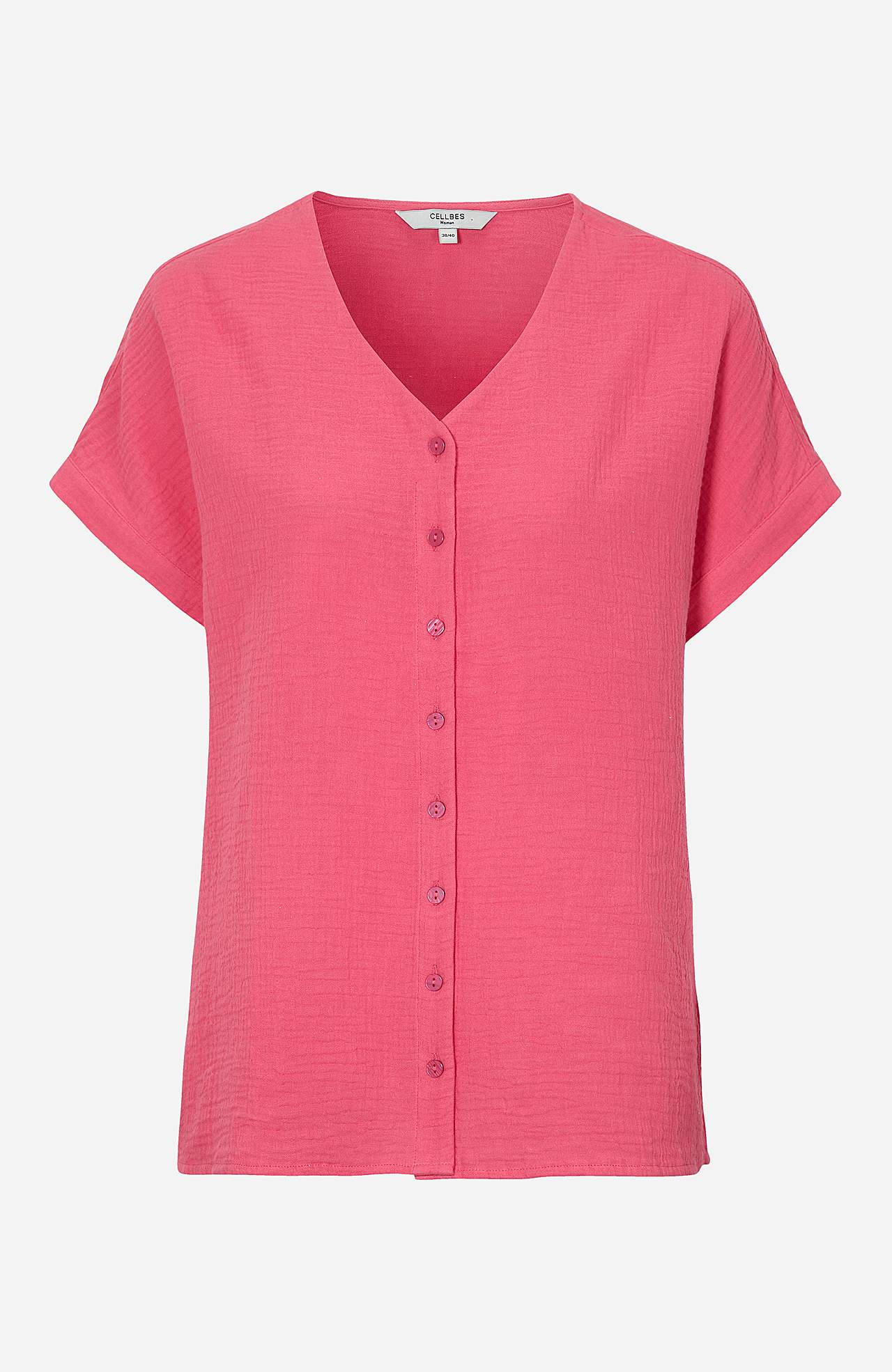 Gennemknappet bluse i bomuldsmusselin