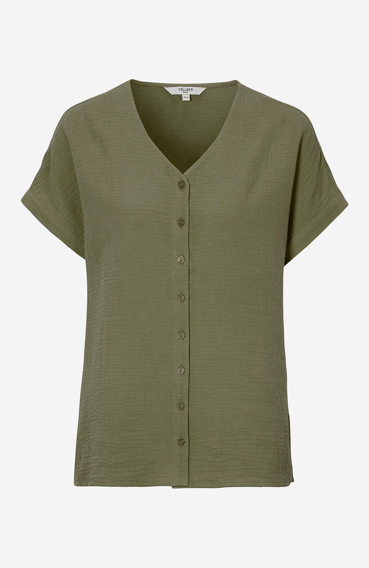 Gennemknappet bluse i bomuldsmusselin