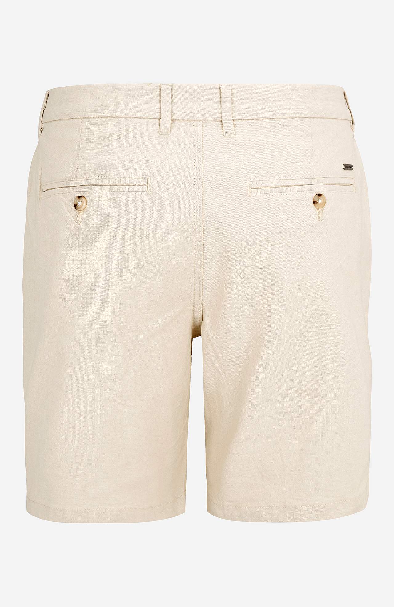 Ensfarvet shorts i bomuld og hørblanding