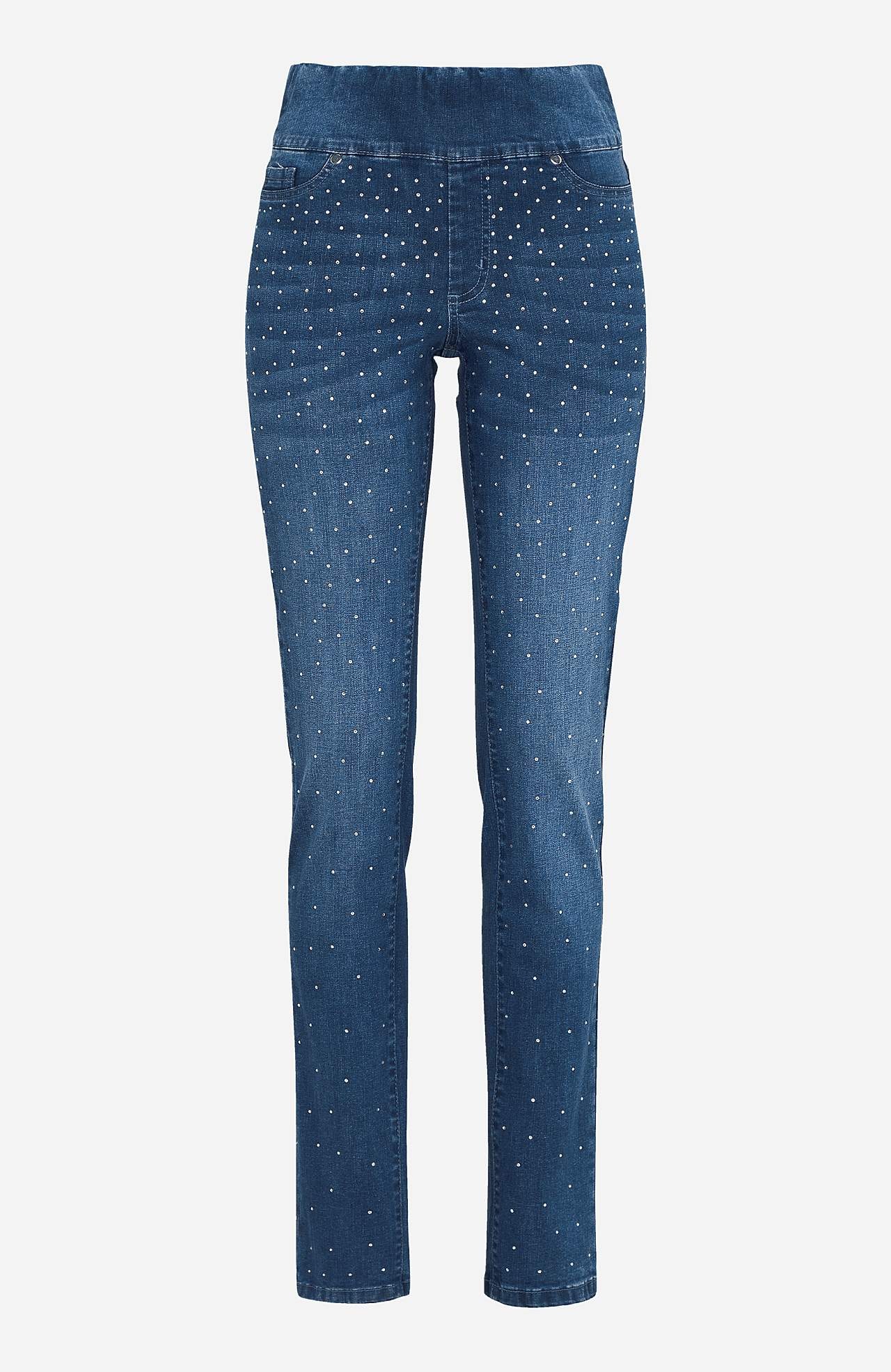 Elastisk jegging med rhinstensdetaljer