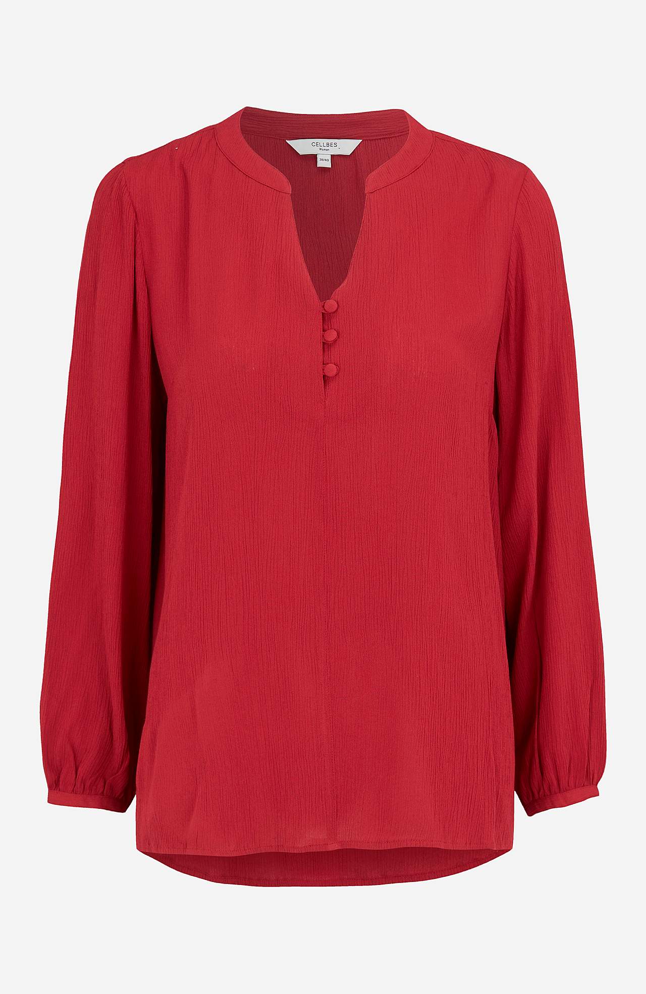Kreppet bluse med knapper Greta