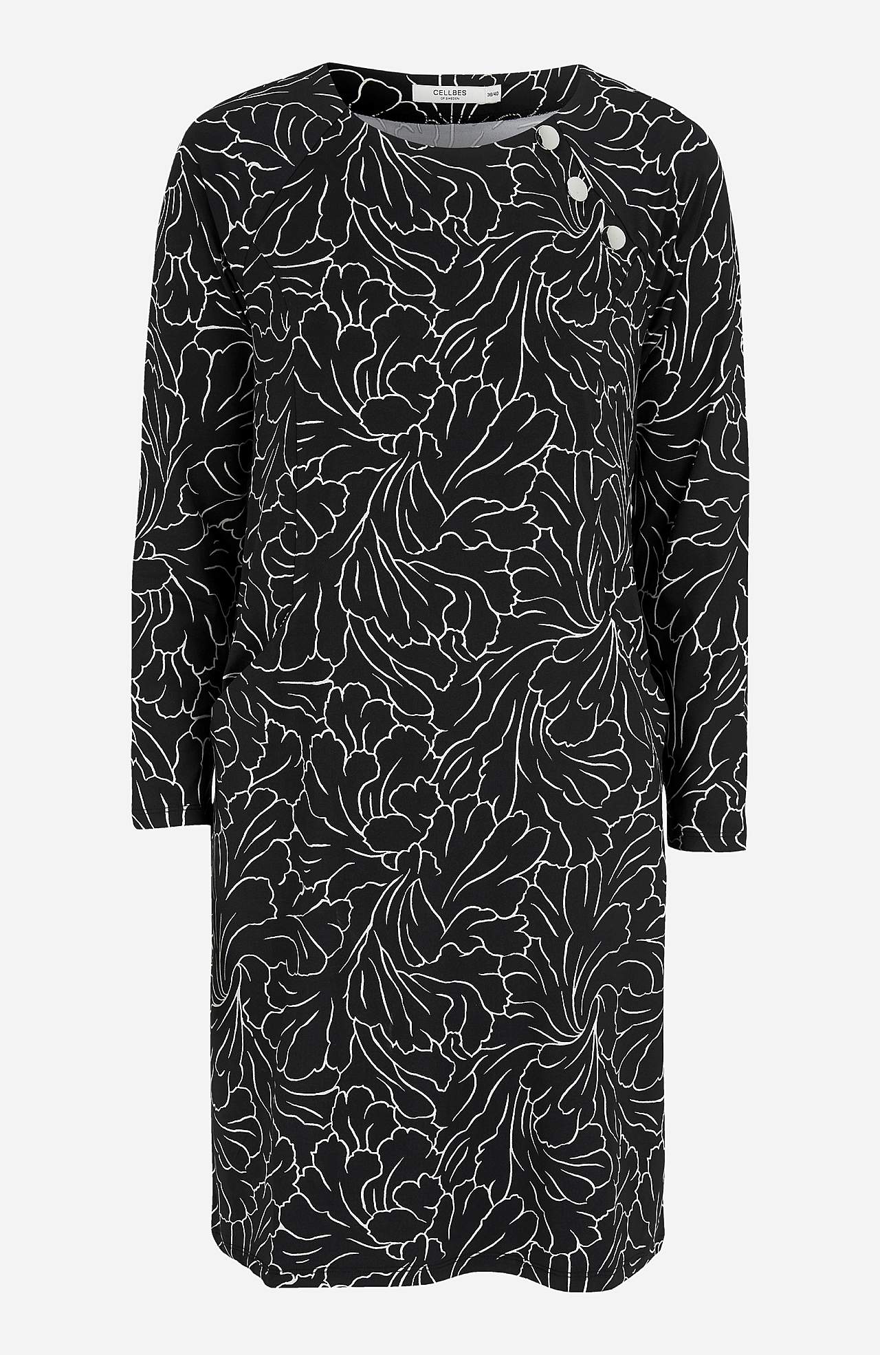 Mønstret jerseykjole med lommer