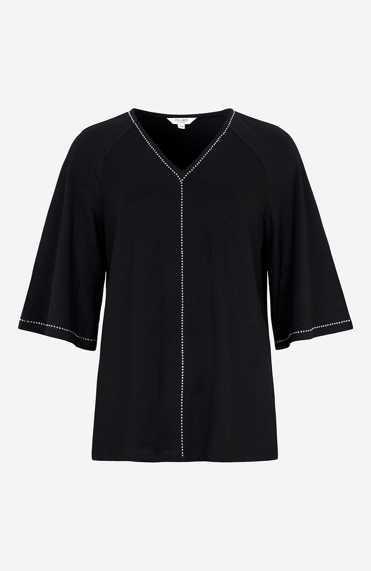 Jerseytop med rhinstensdetaljer Barbara