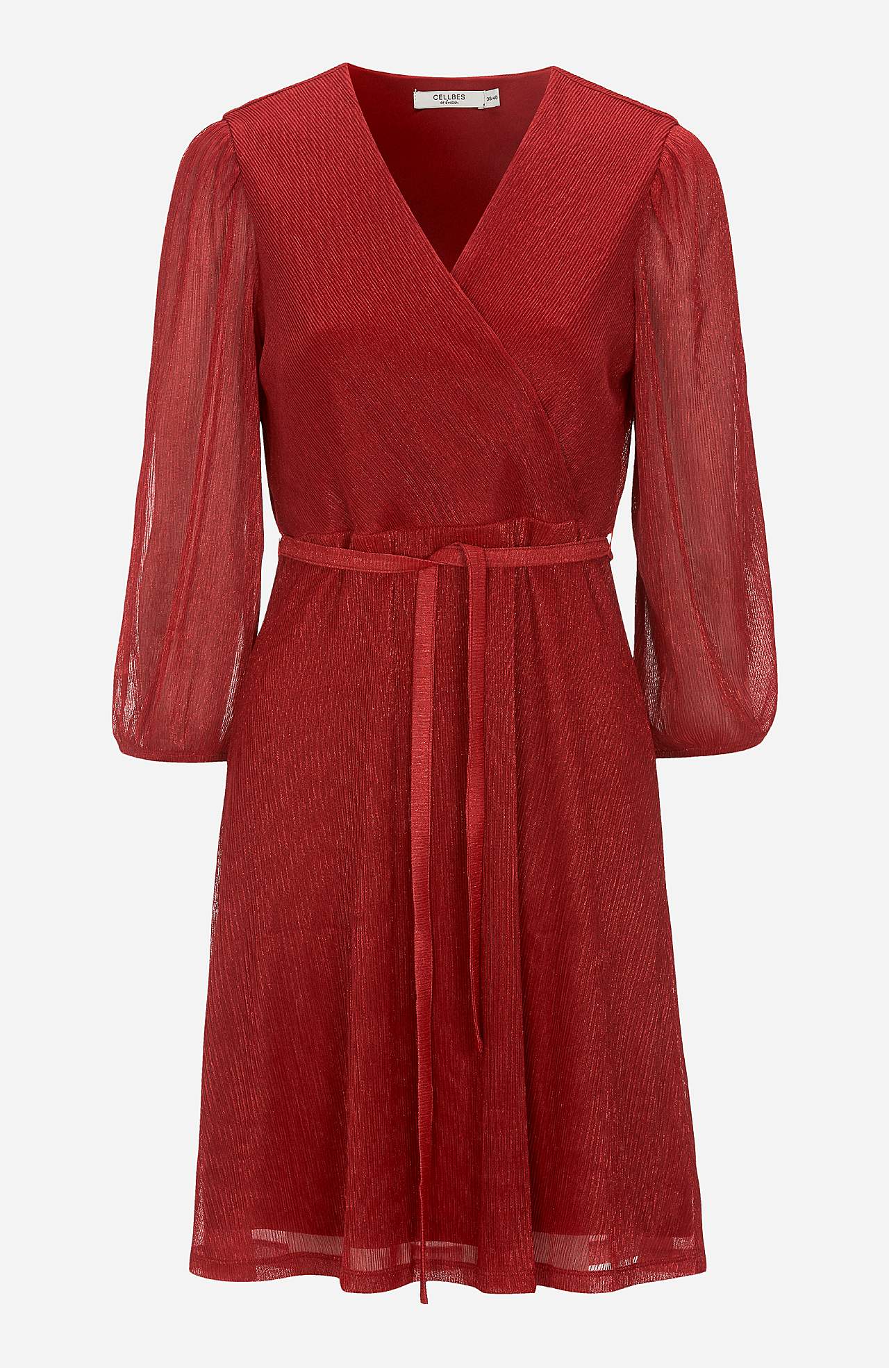 Glitrende festkjole med slå-om design