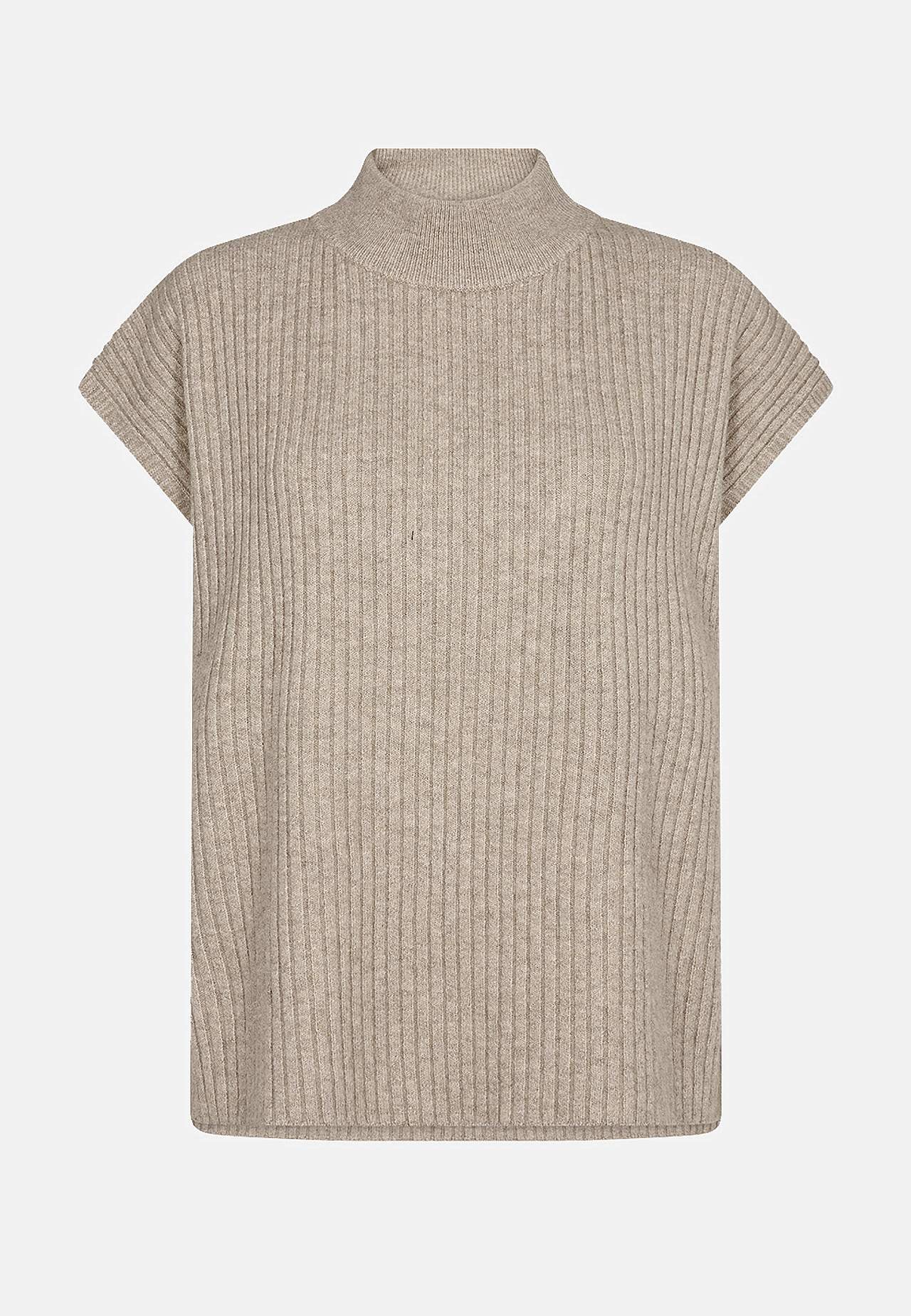 Kortærmet trøje med høj halsudskæring