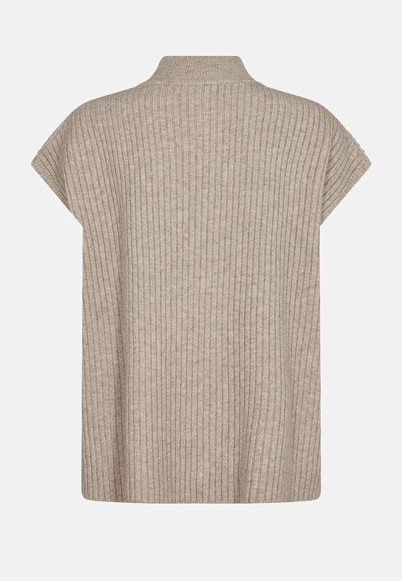 Kortærmet trøje med høj halsudskæring