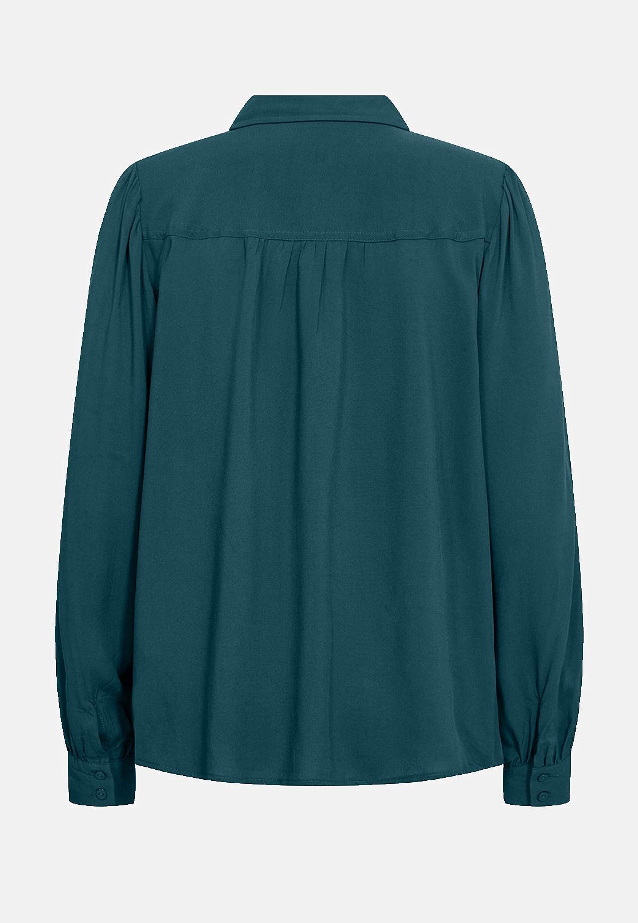 Ensfarvet viskosebluse med krave