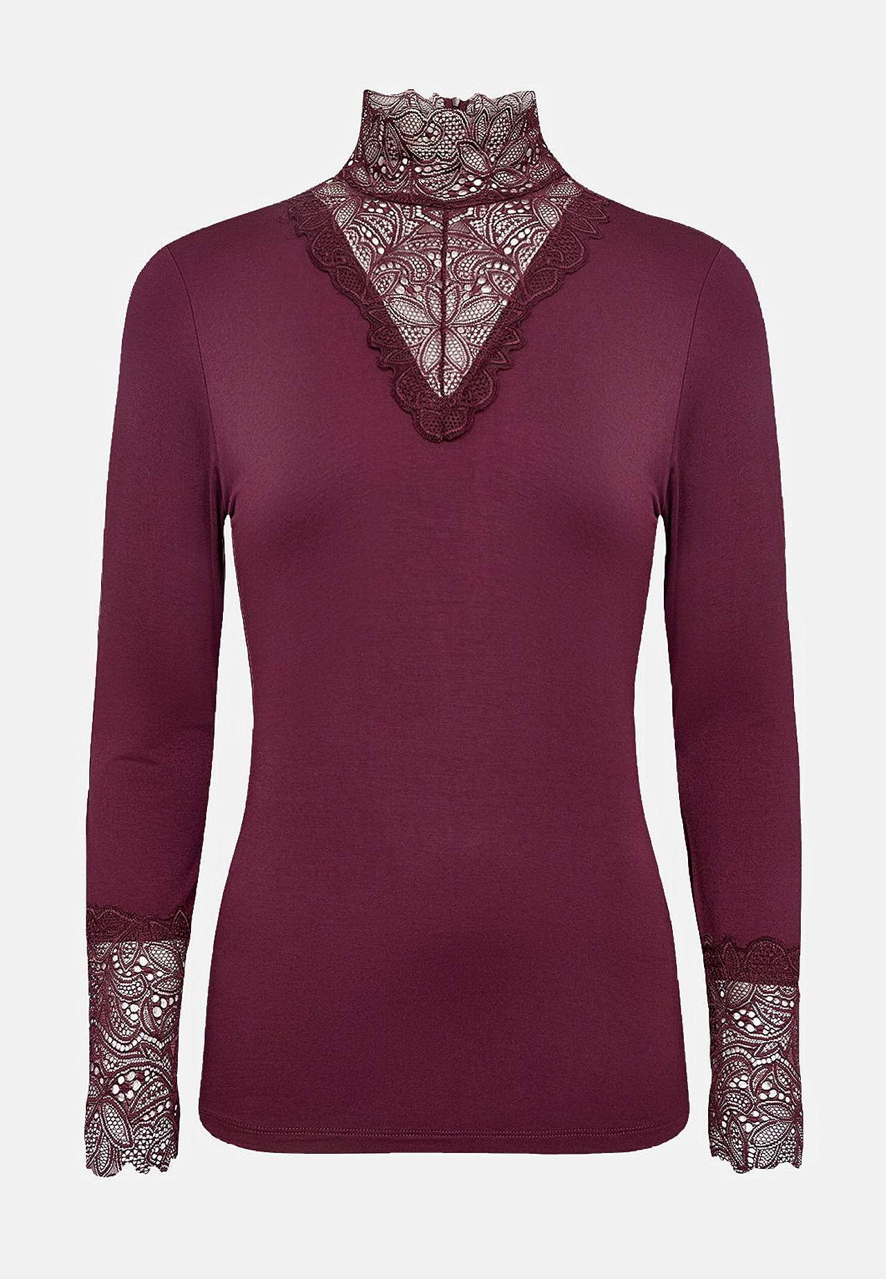 Jerseytop med blondedetaljer