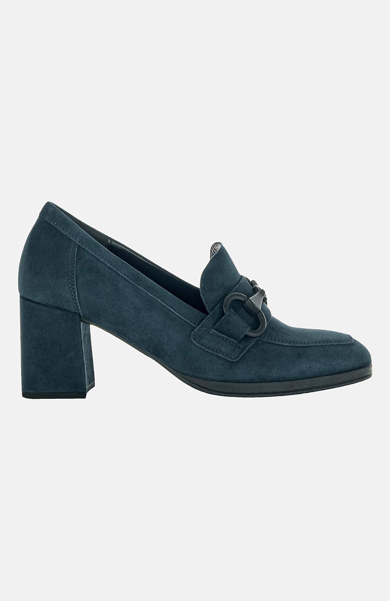 Ruskindsloafers med hæl