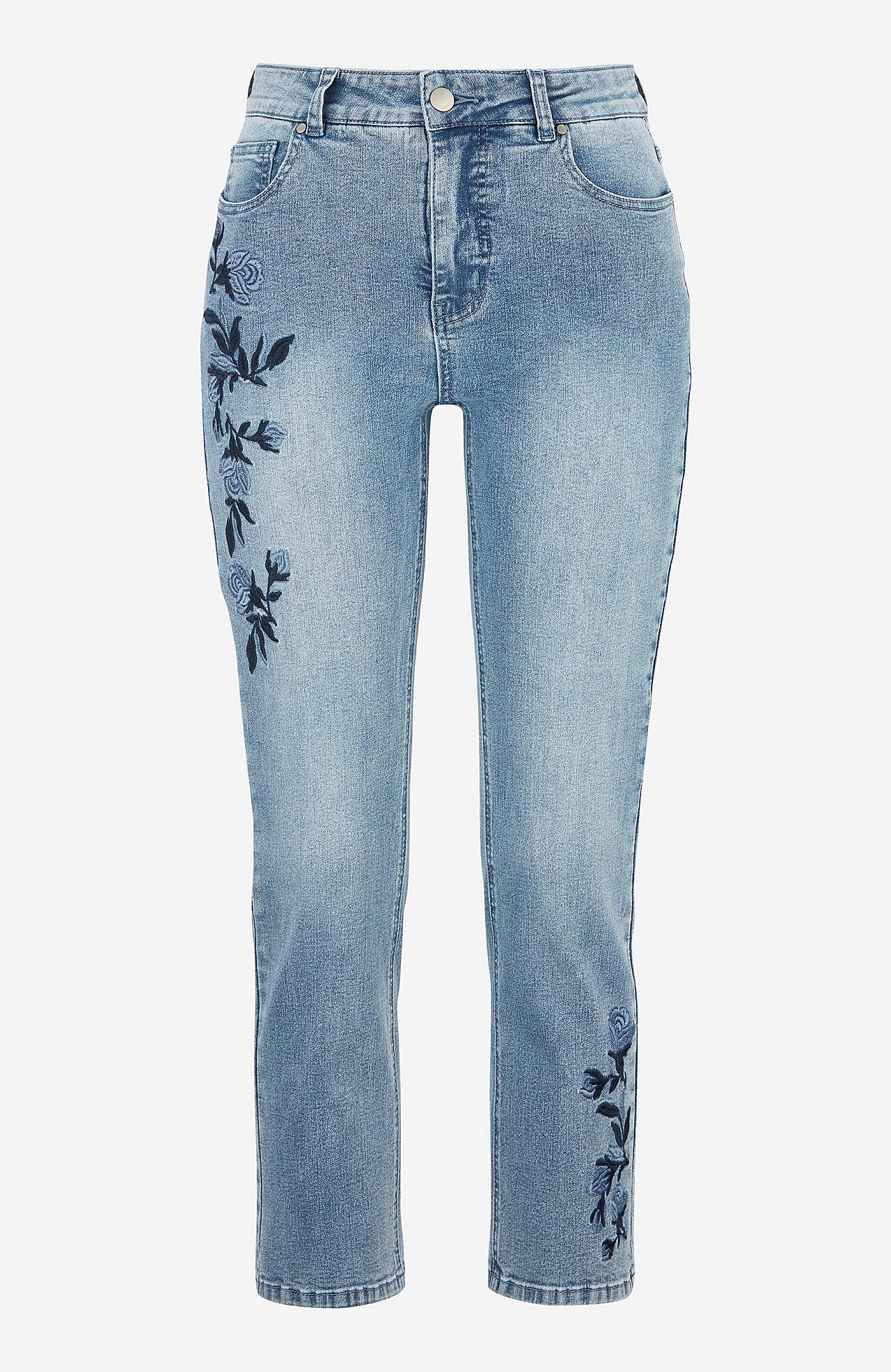 Ankeljeans med broderi