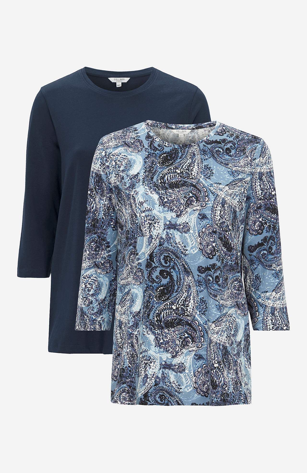Jerseytop med 3/4 ærmer 2-pack