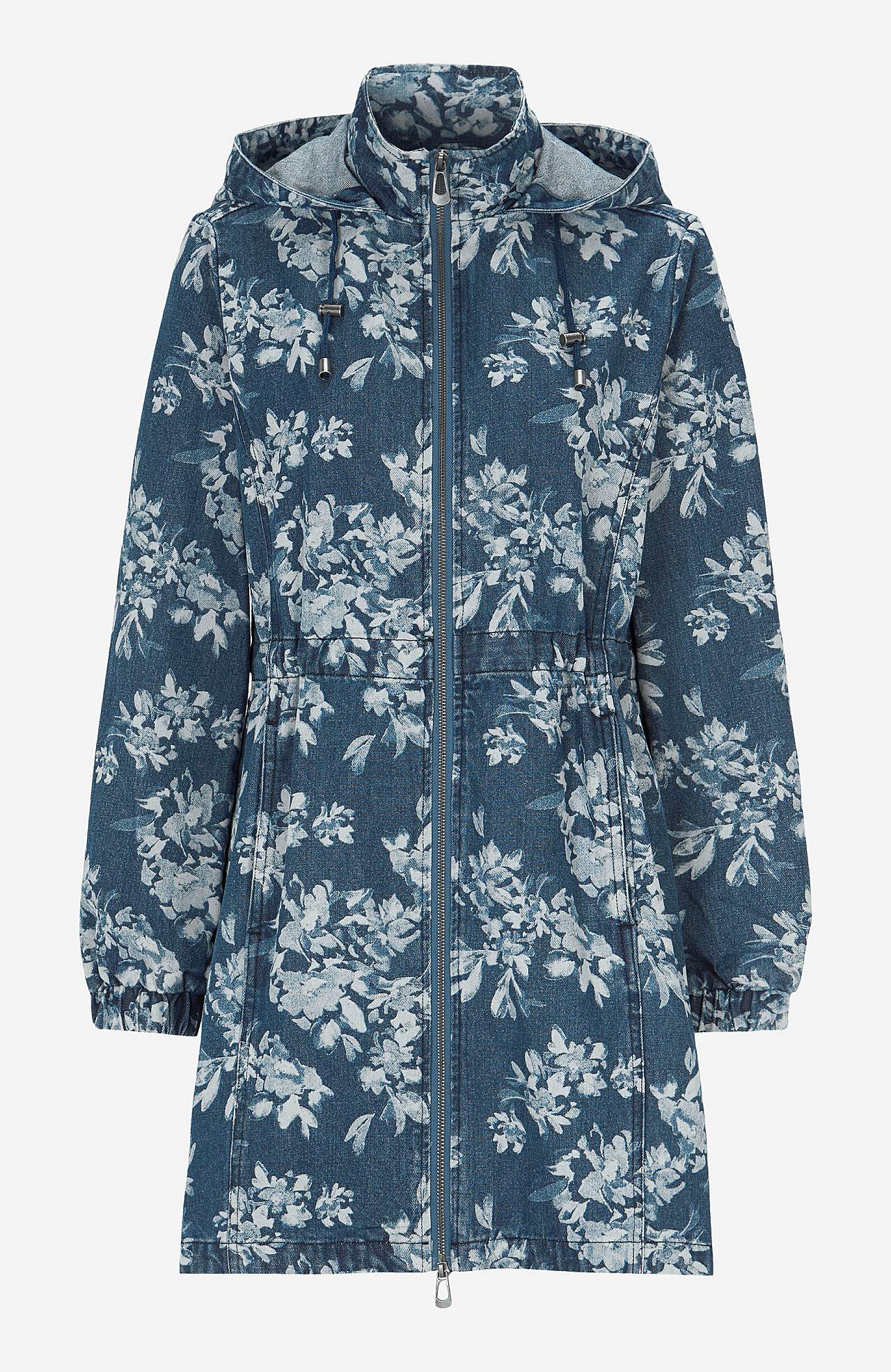 Mønstret parka i denim