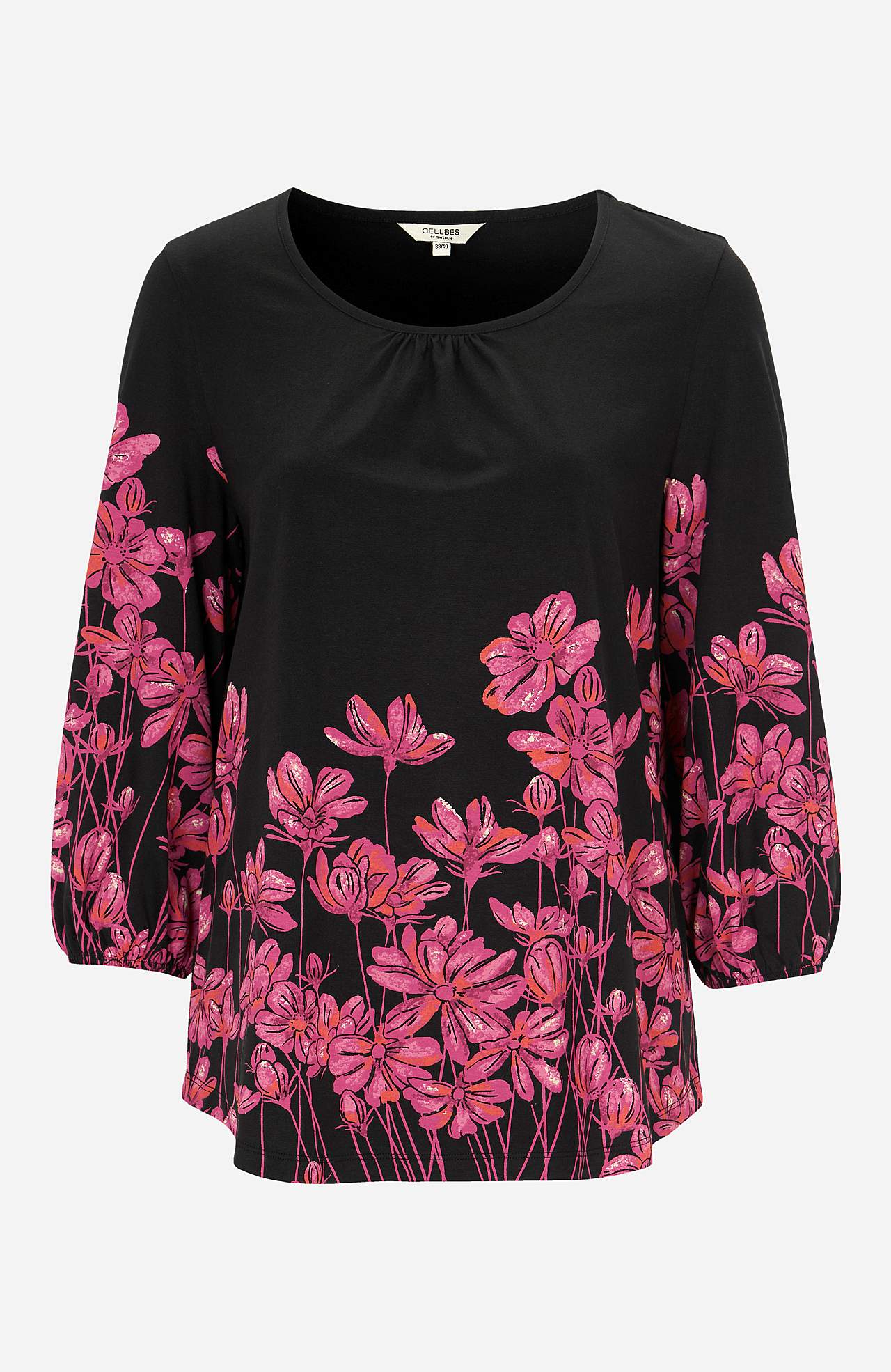 Jerseytop med et blomstermønster
