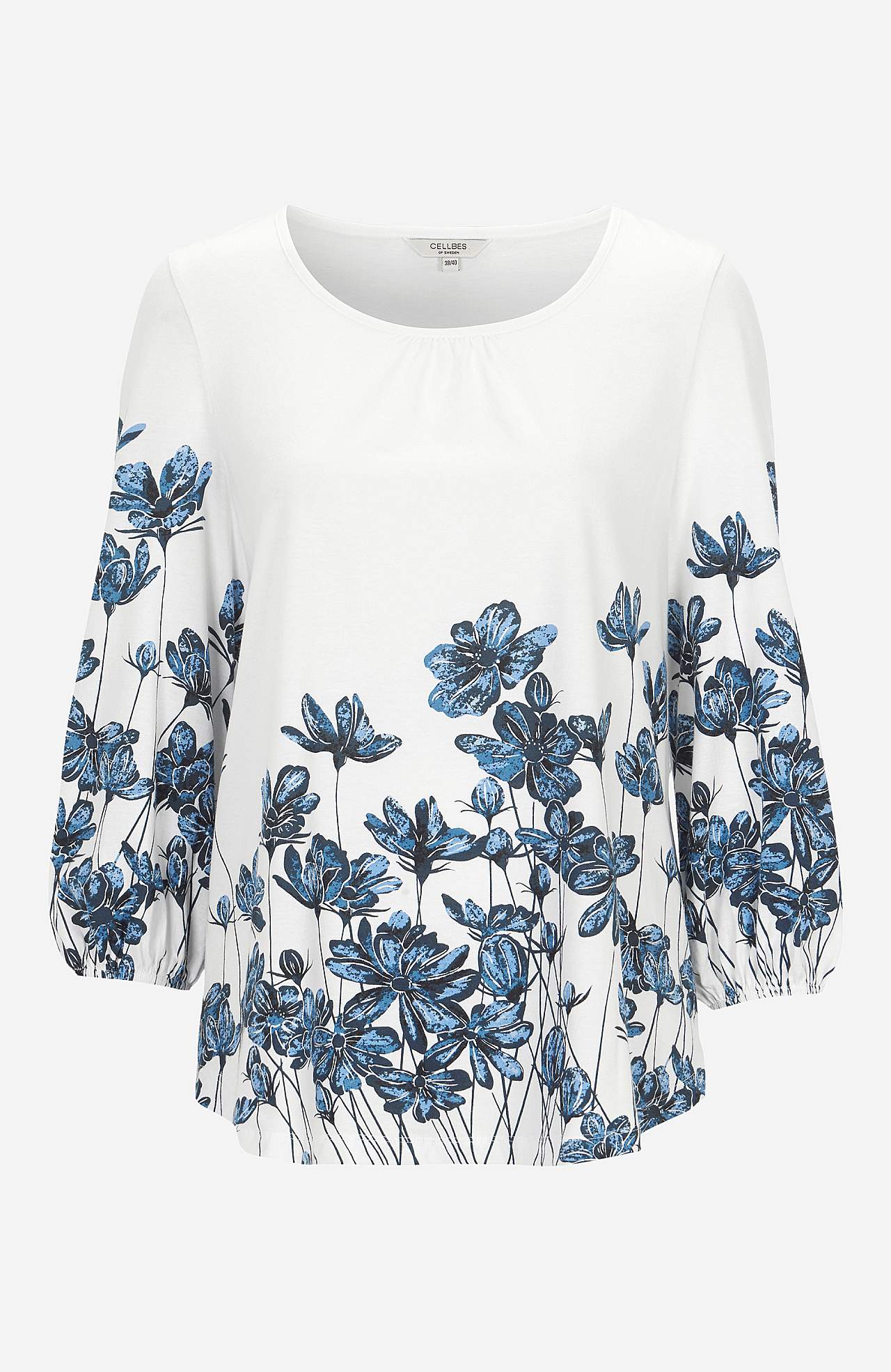 Jerseytop med et blomstermønster Engla