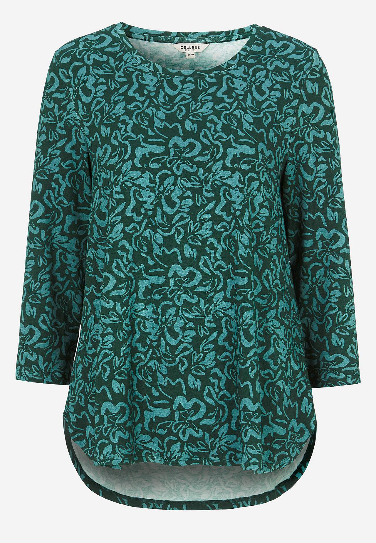 Jerseytop med 3/4 ærme