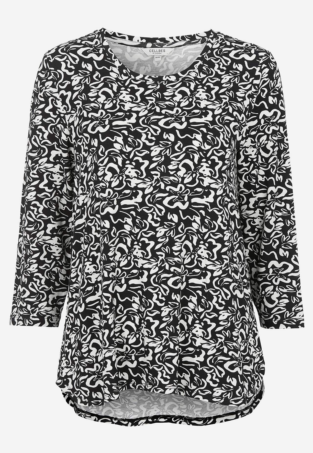 Jerseytop med 3/4 ærme