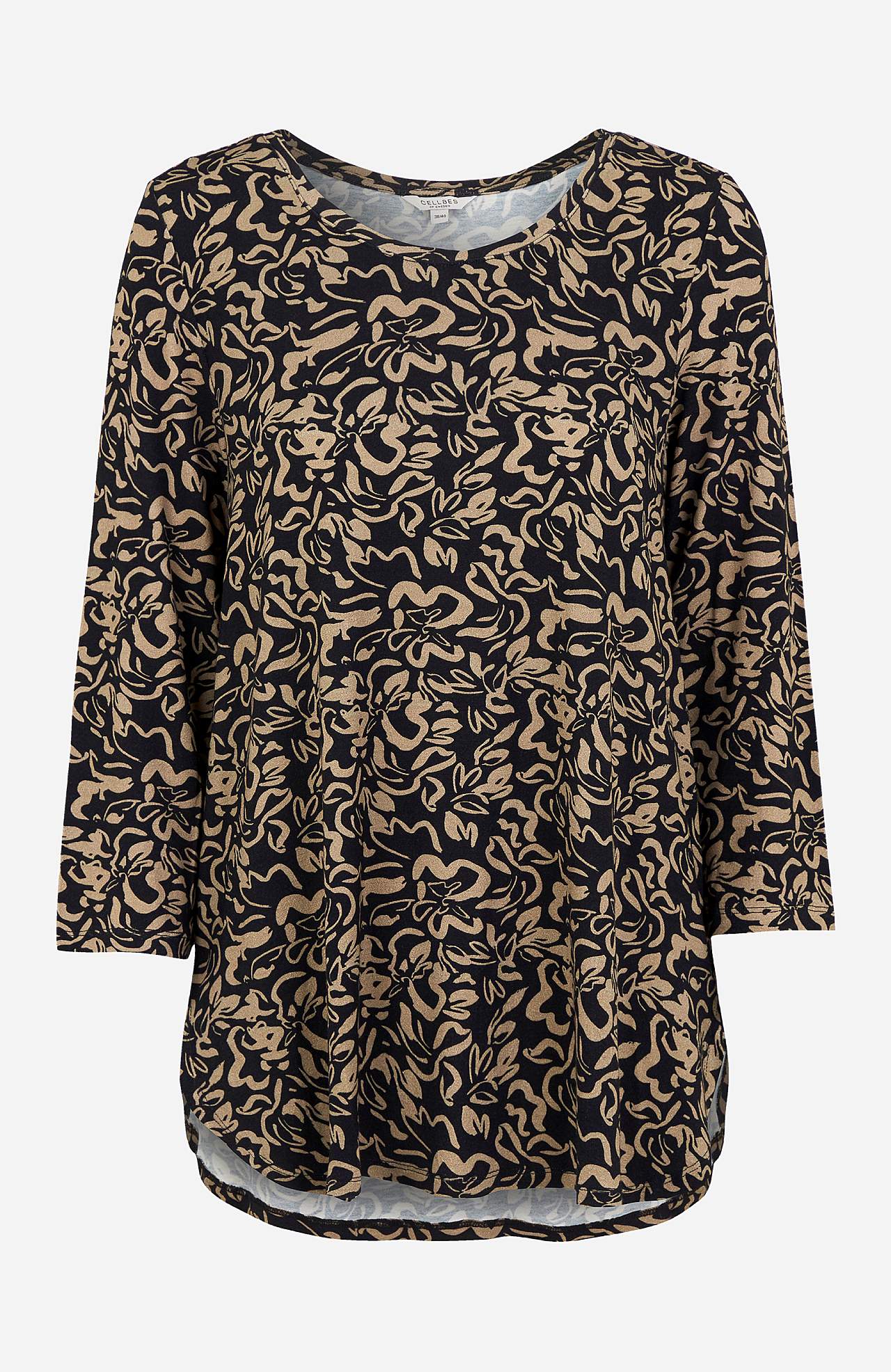 Jerseytop med 3/4 ærme