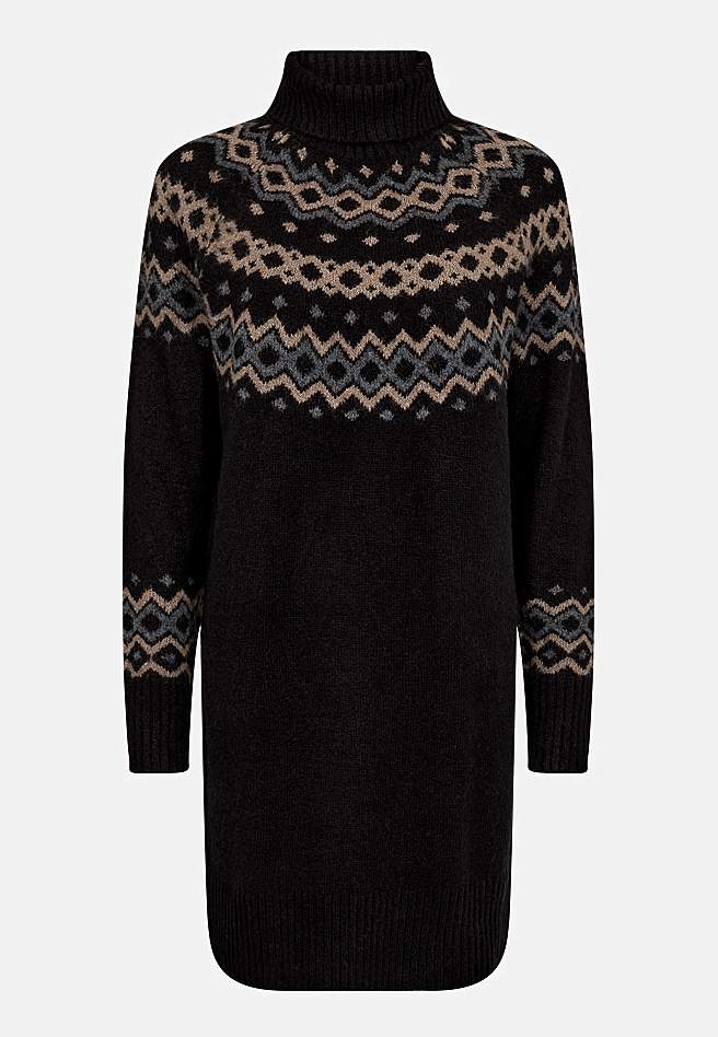 Kjole med jacquard-strikket mønster