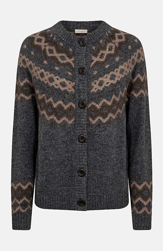 Cardigan med jacquard-strikket mønster