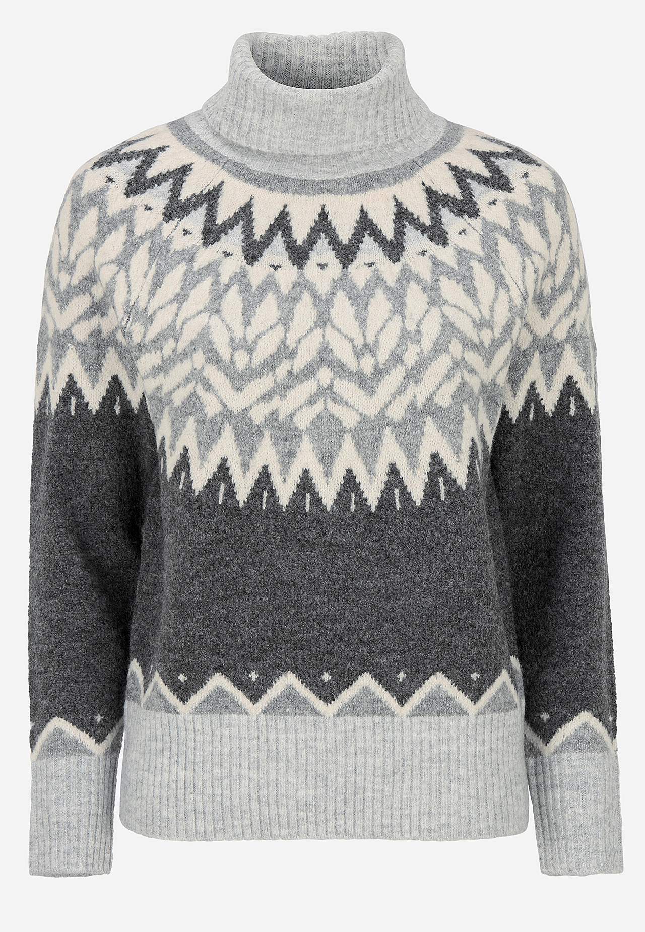 Polotrøje med jacquard-strikket mønster