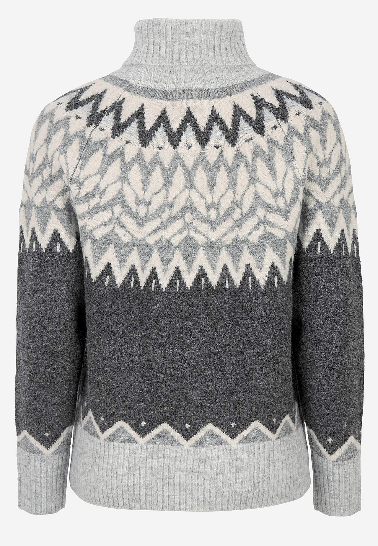 Polotrøje med jacquard-strikket mønster