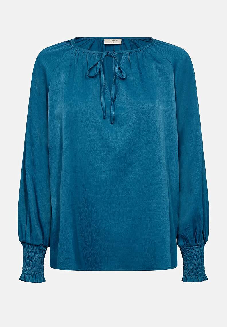 Ensfarvet bluse med struktur Bliss