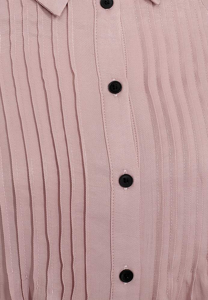 Ensfarvet viskosebluse med krave Zandra