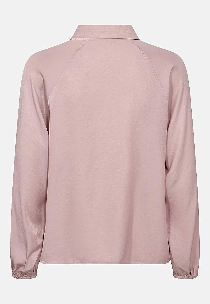 Ensfarvet viskosebluse med krave Zandra