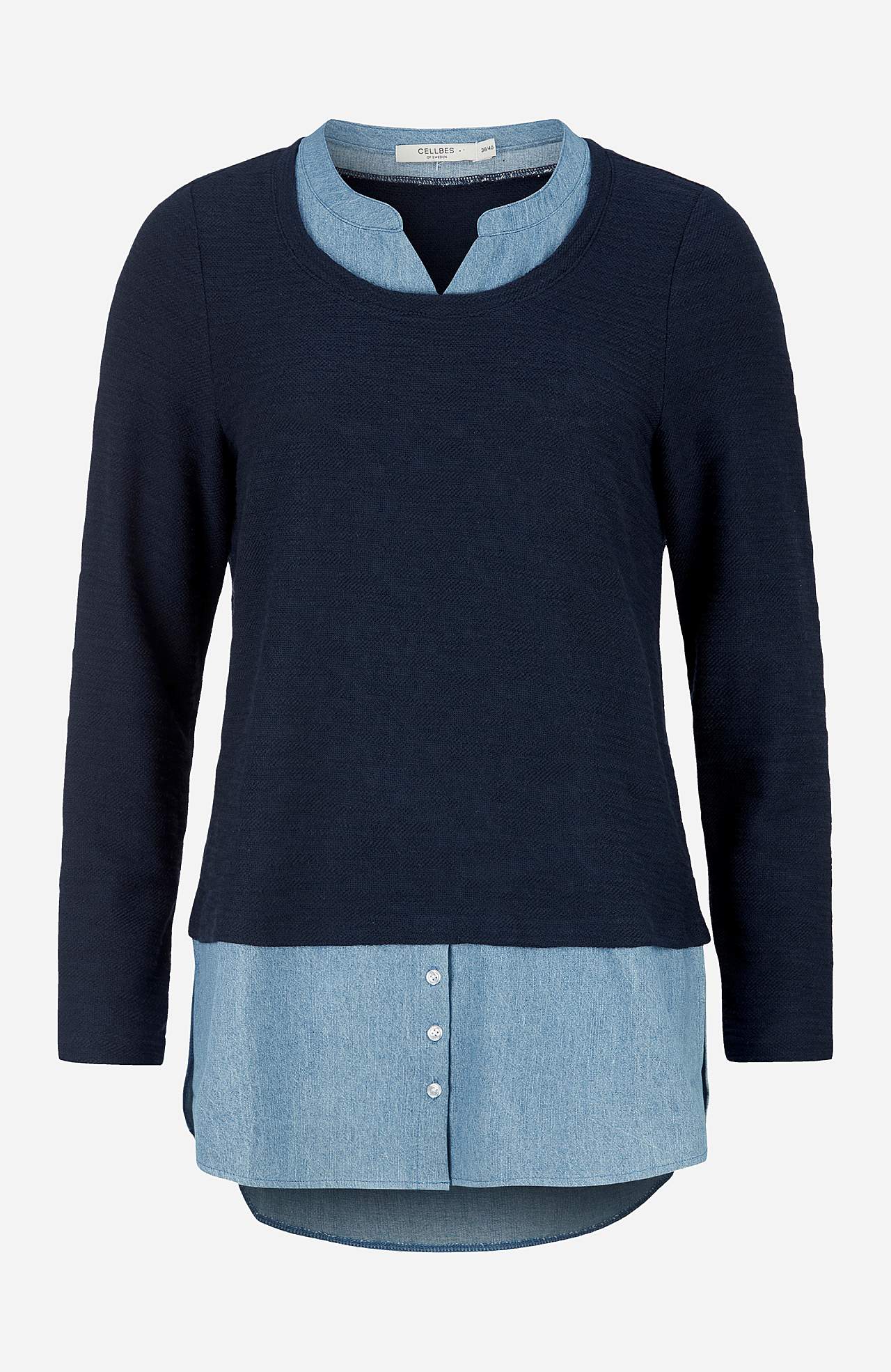 Jerseytunika med detaljer i denim