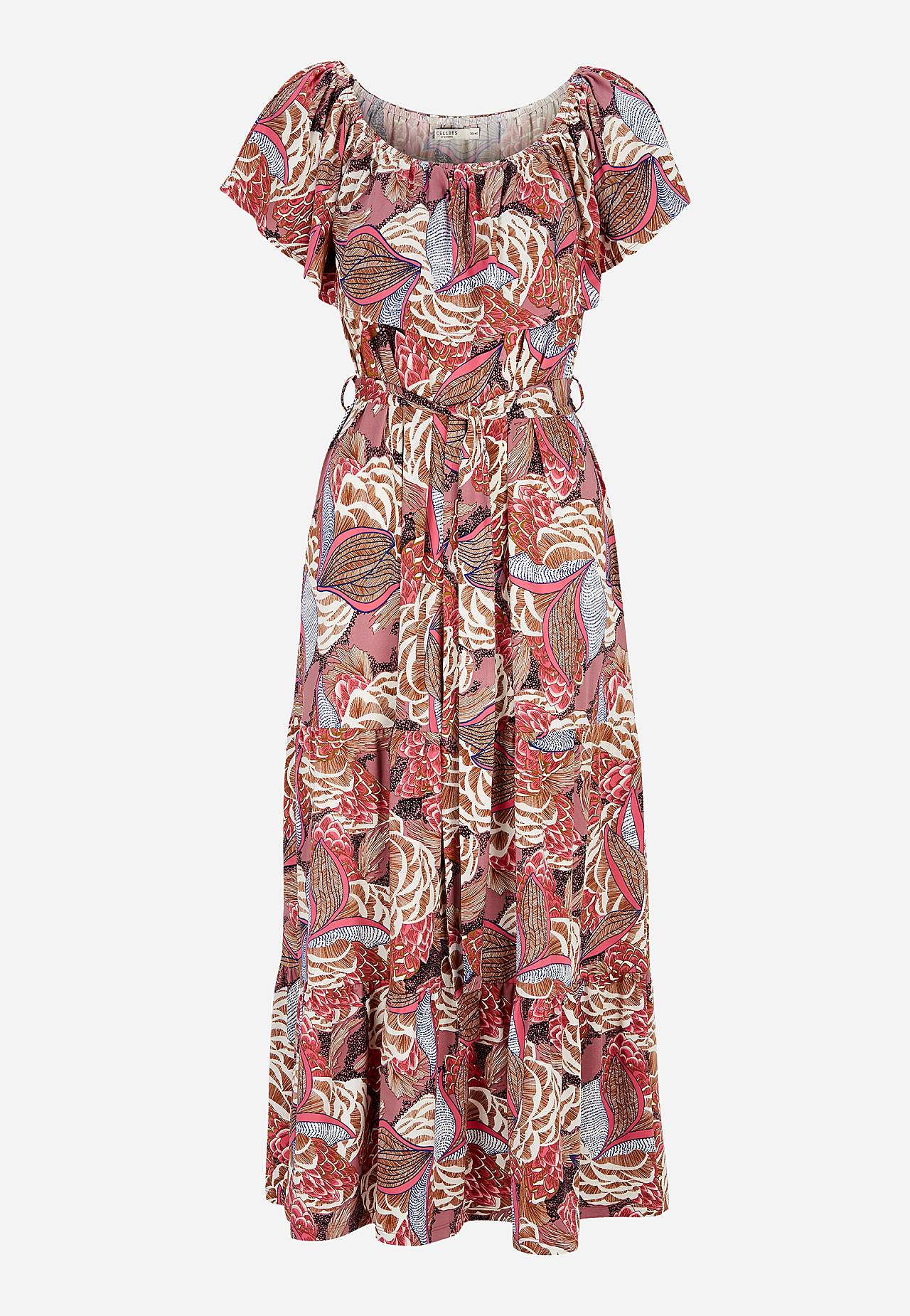 Mønstret off-shoulder-kjole