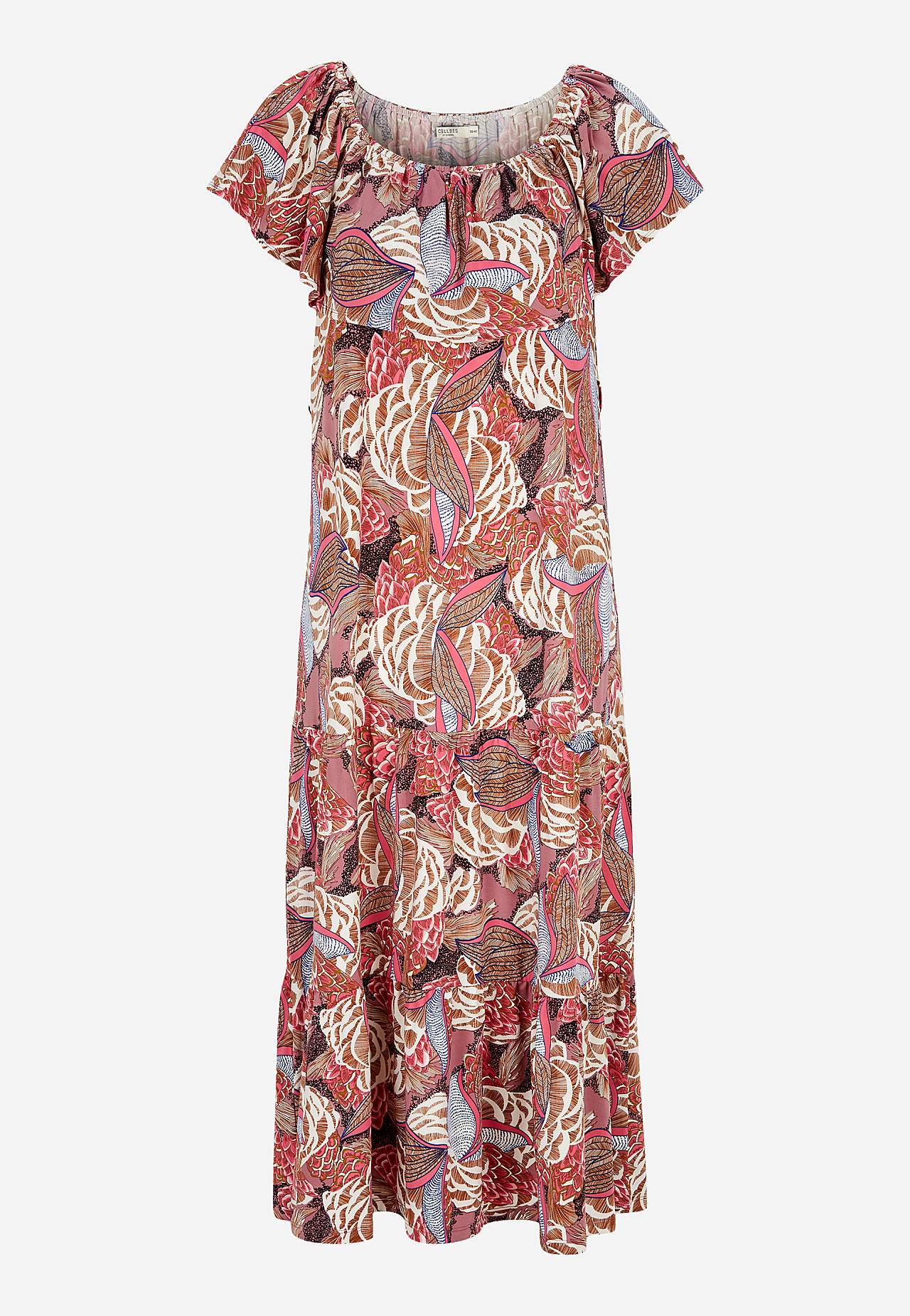 Mønstret off-shoulder-kjole