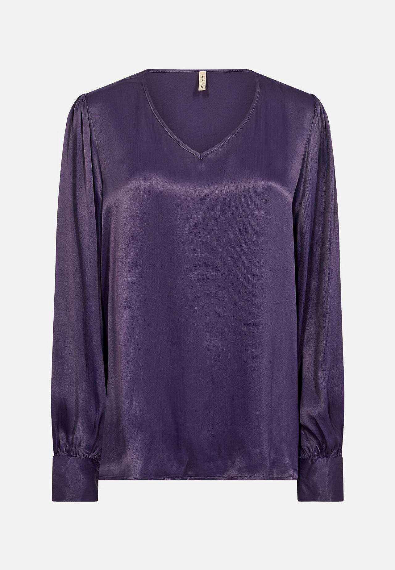 Satinbluse med v-udskæring